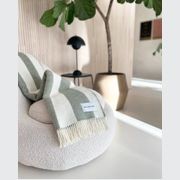 Maison Deux Rough Stripe - Agave | Large Reversible Wool Throw gallery detail image