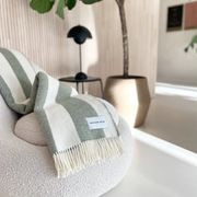 Maison Deux Rough Stripe - Agave | Large Reversible Wool Throw gallery detail image