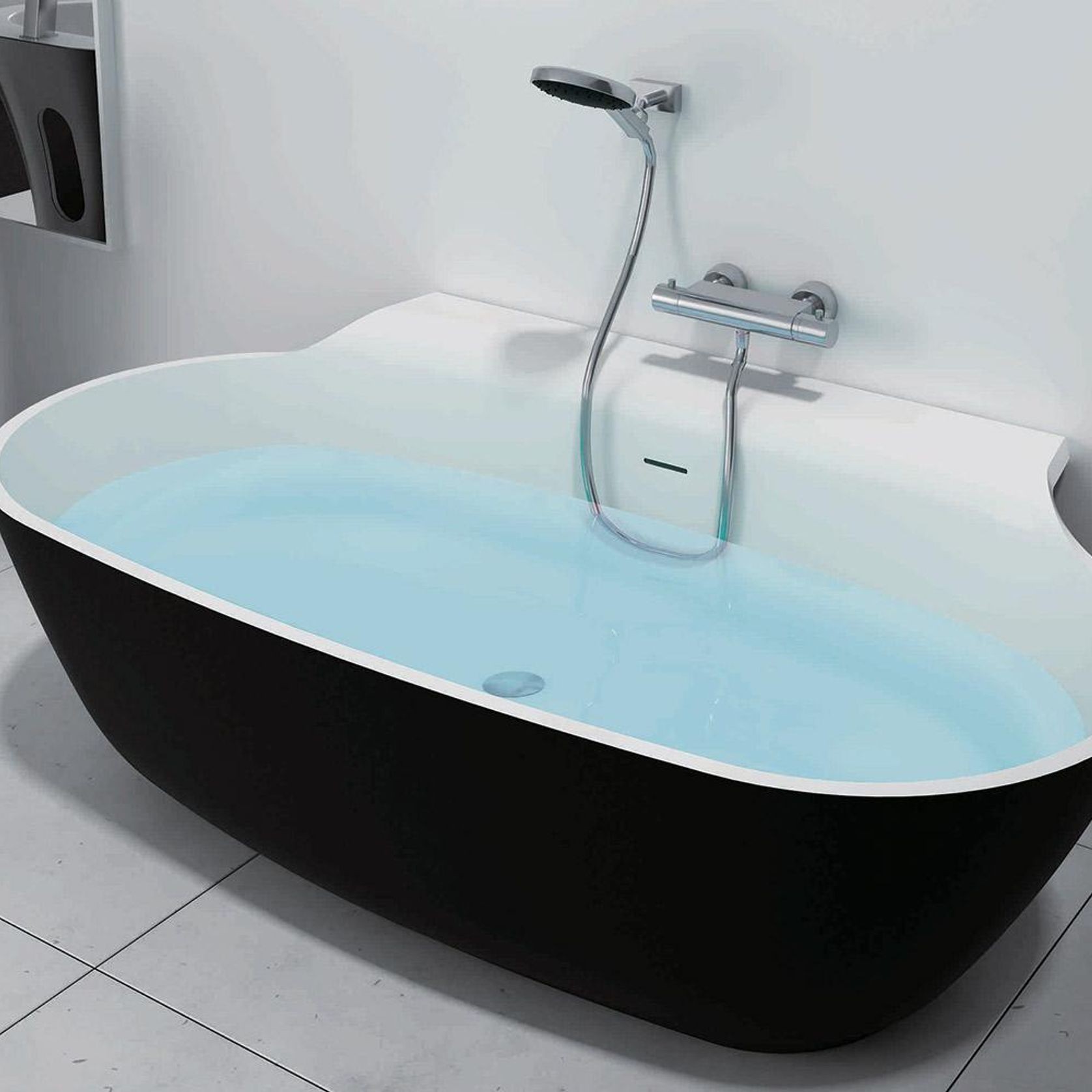 Pietra Bianca Alice Back-To-Wall Freestanding Bath gallery detail image