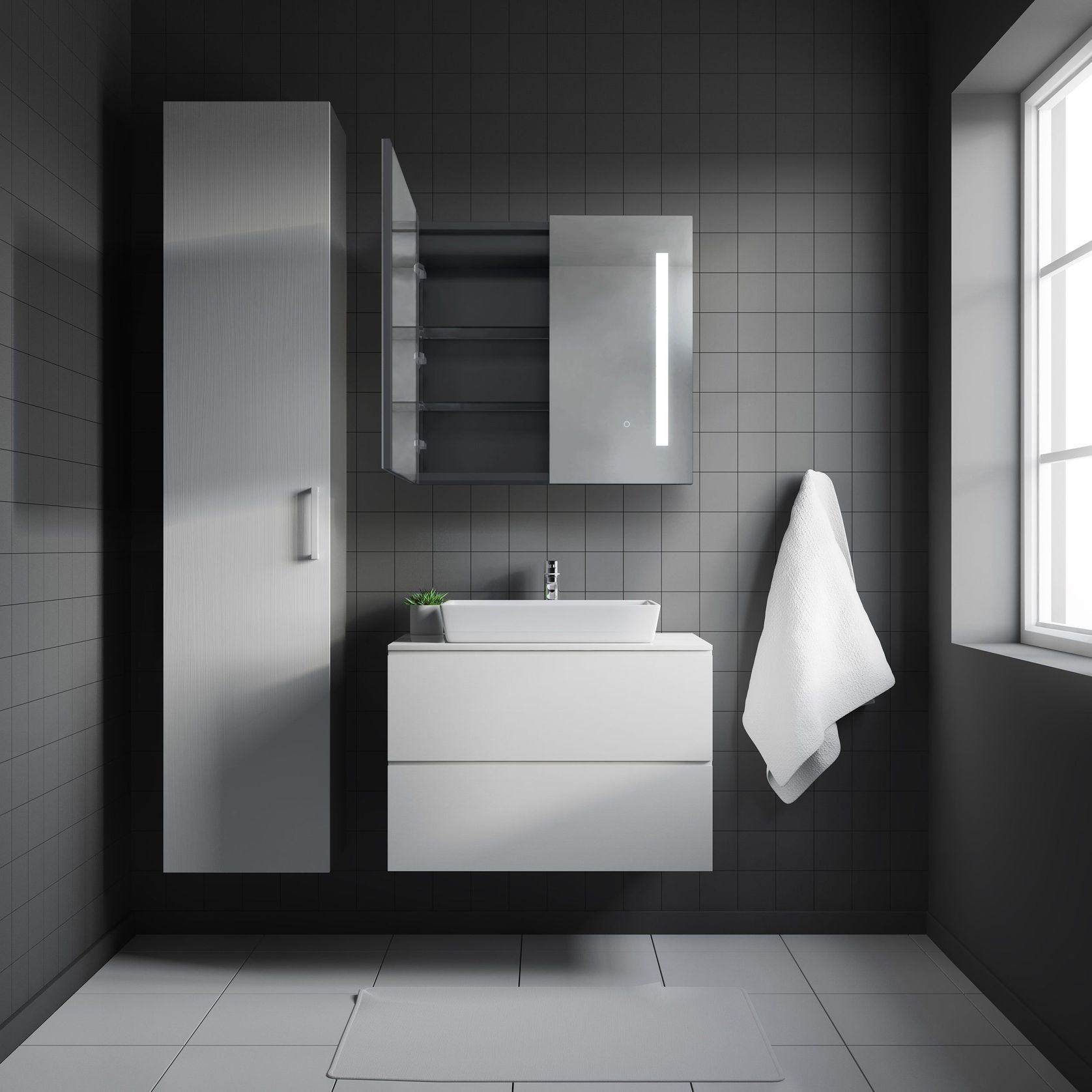 Remer Amber Shaving Cabinet with Frontlit LED Light gallery detail image
