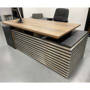 PHOENIX Executive Desk with Right Return 2.2M - Warm Oak & Black gallery detail image