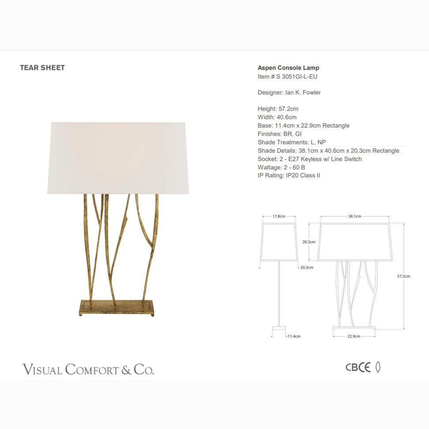 Visual Comfort Ian K. Fowler Aspen Console Table Lamp gallery detail image