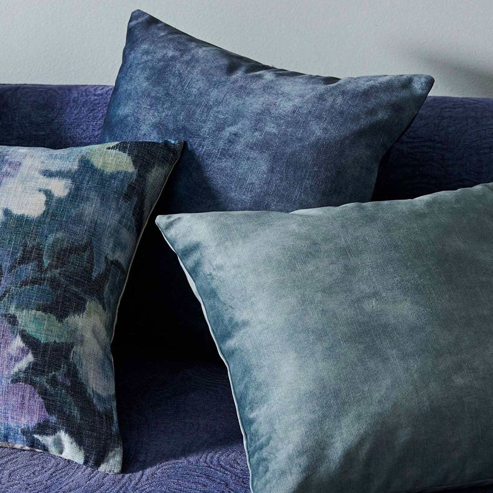 Weave Home Ava Velvet Cushion - Atlantic | 50 x 50cm gallery detail image