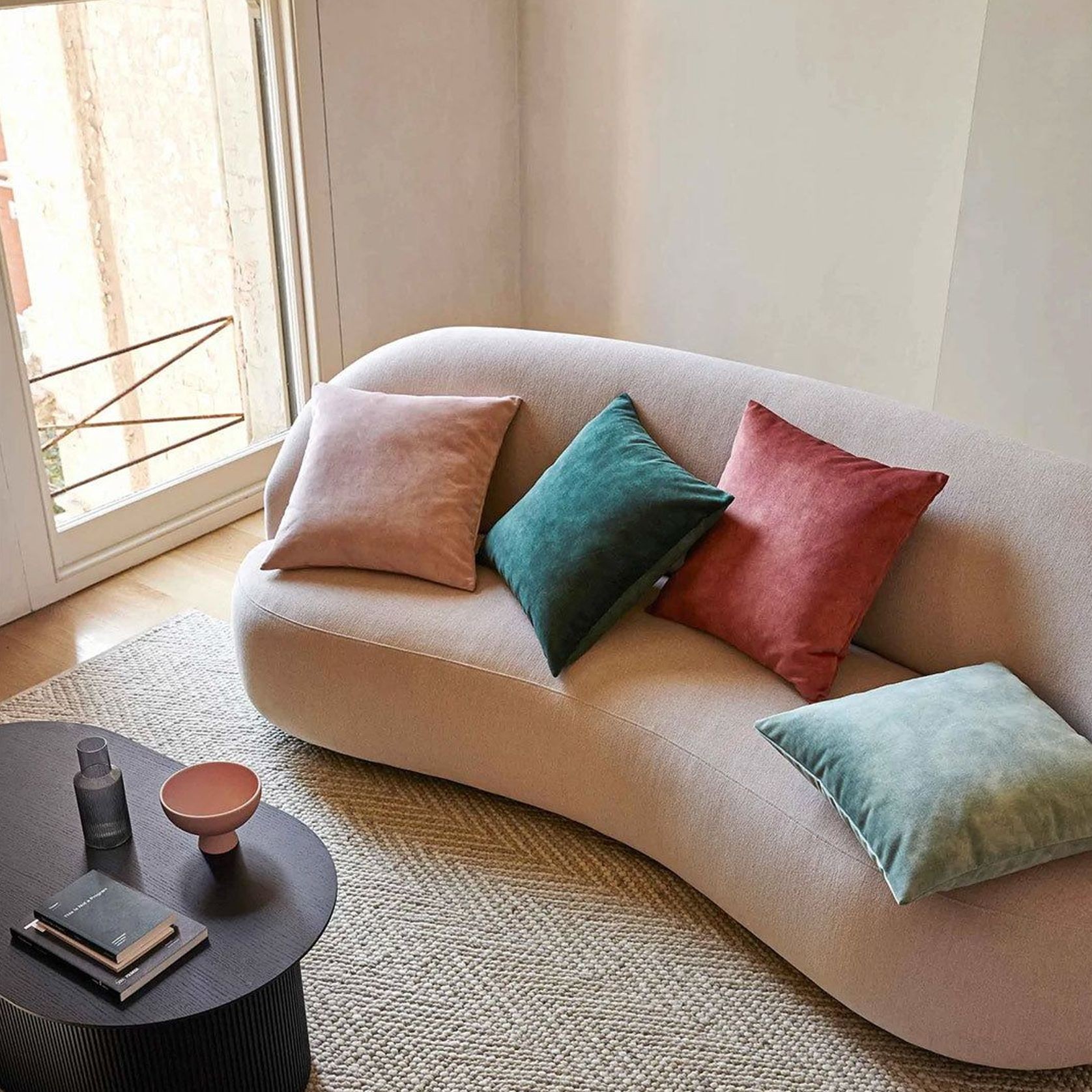 Weave Home Ava Velvet Cushion - Blush | 50 x 50cm gallery detail image