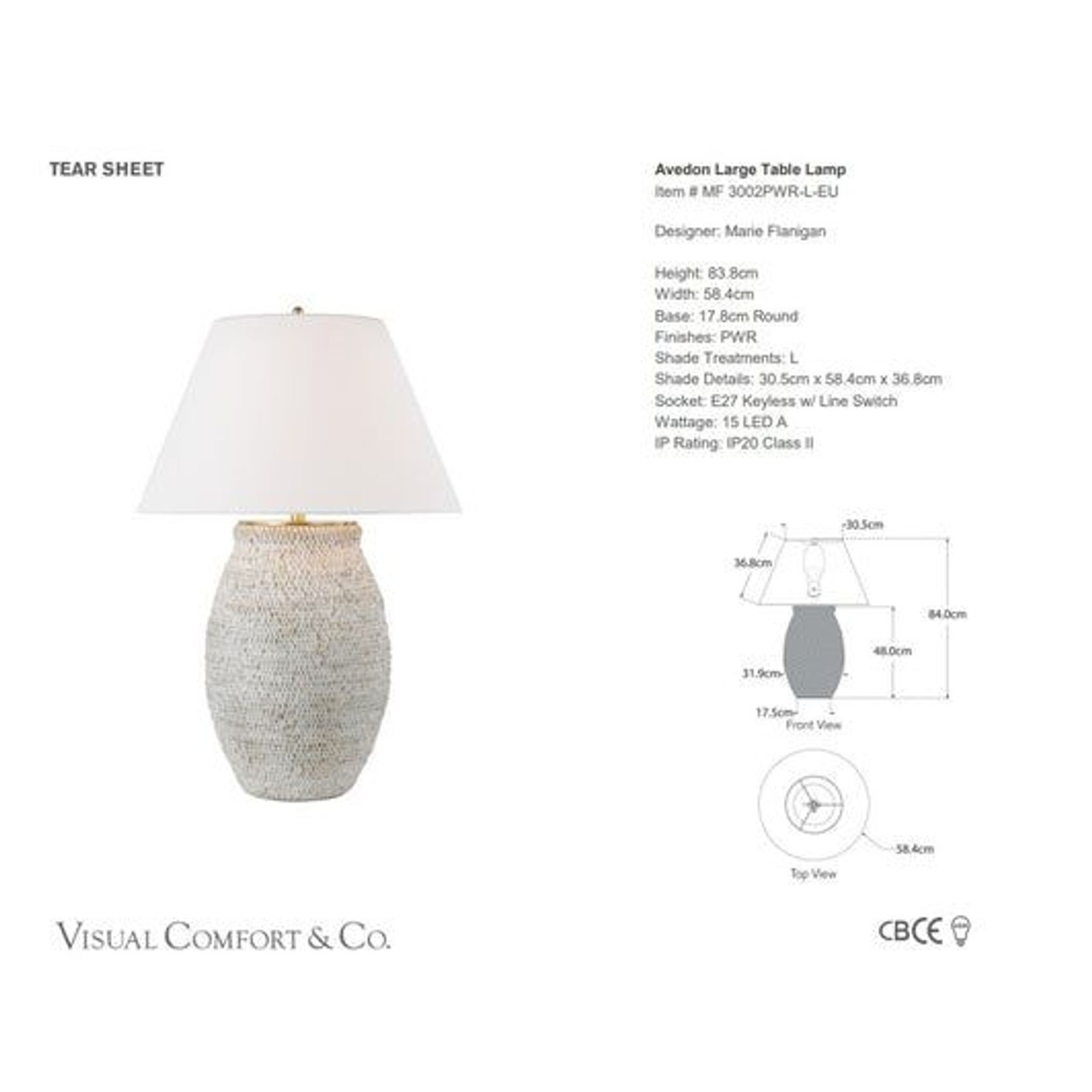 Visual Comfort Marie Flanigan Avedon Large Table Lamp gallery detail image