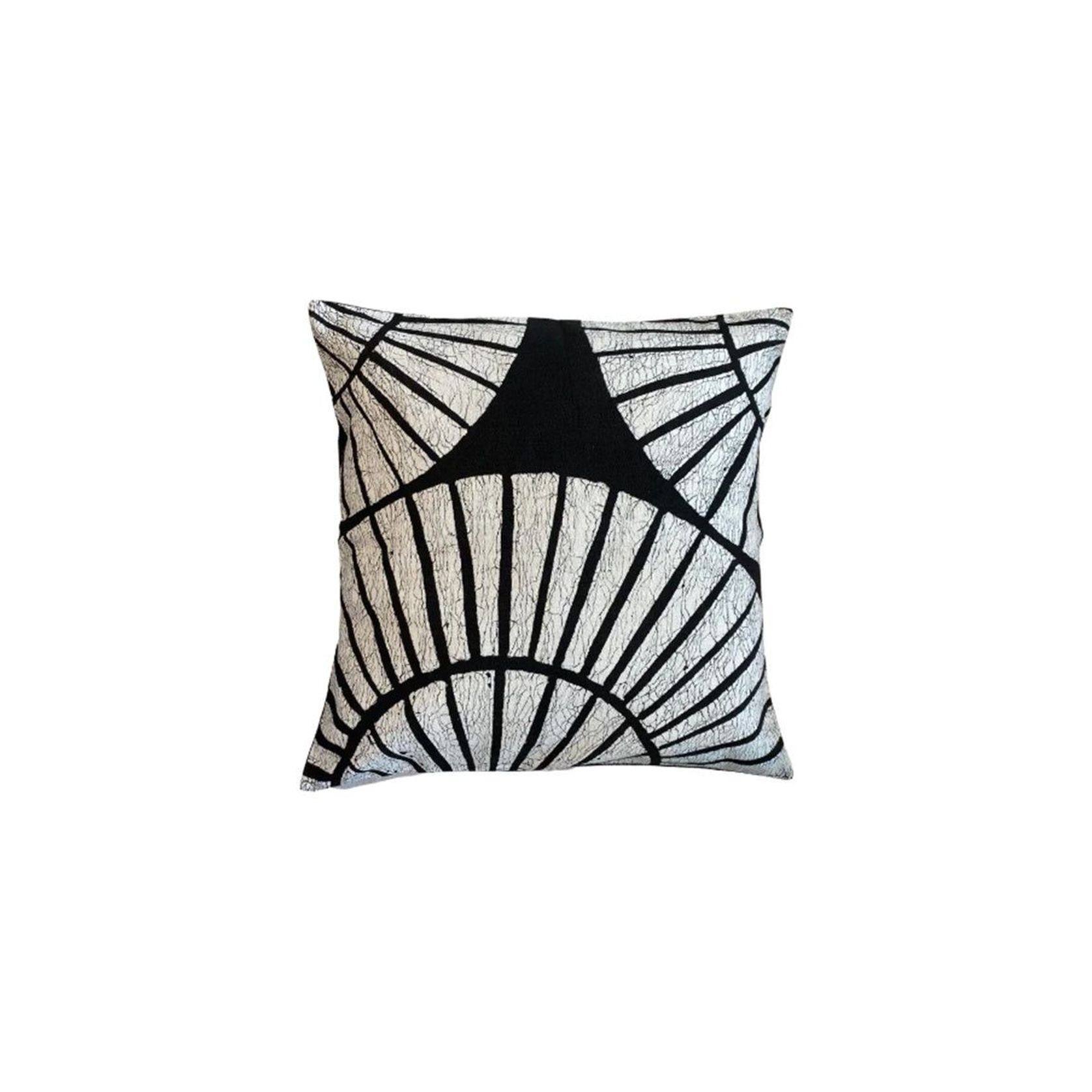 Zuva (Sunrays) Black & White Batik Cushion gallery detail image