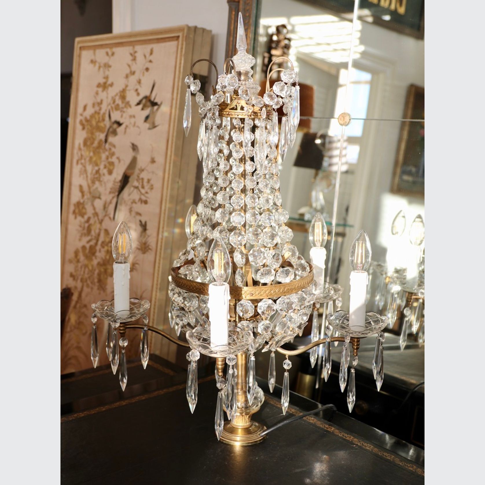 An Antique Crystal and Gilt Bronze Girandole gallery detail image