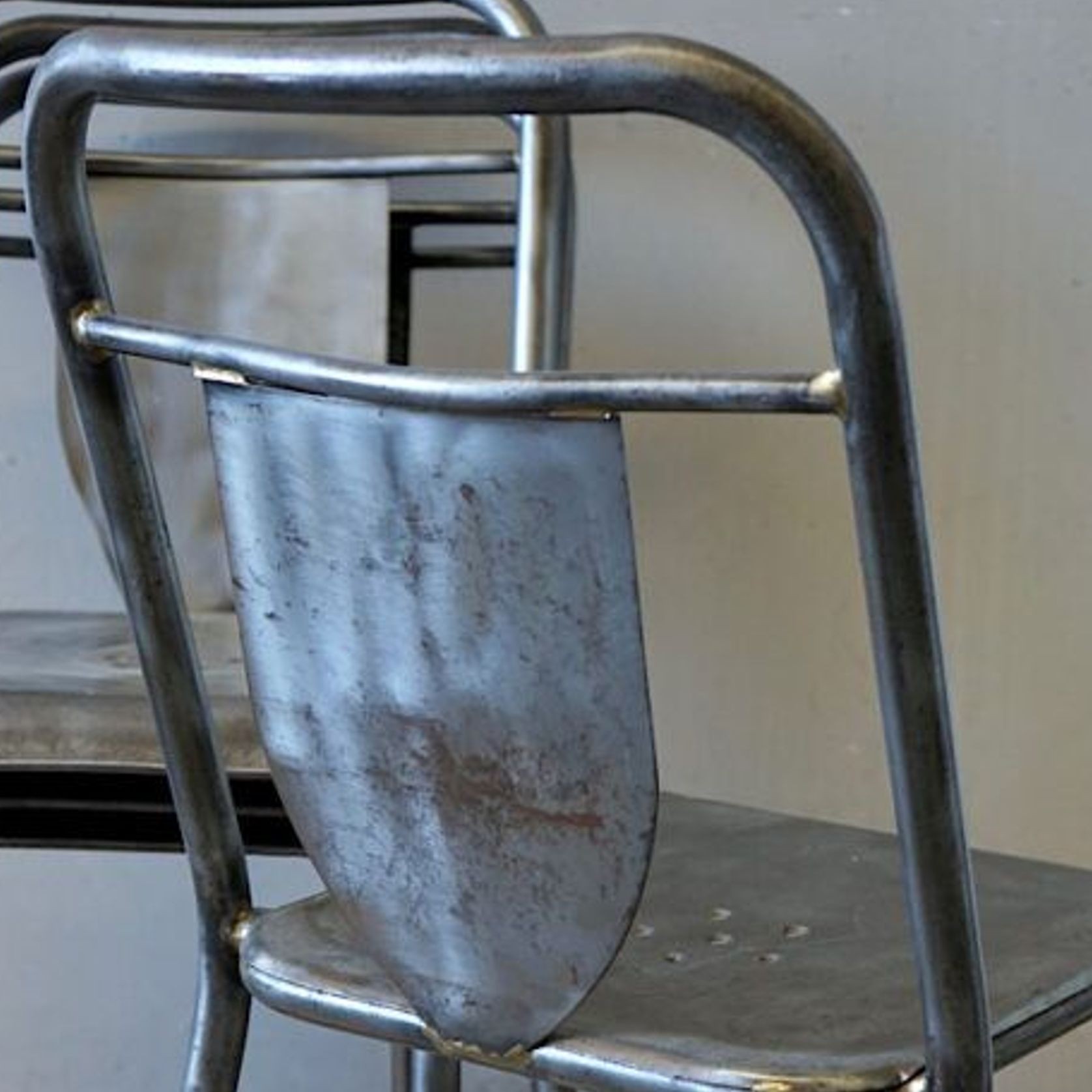Set of 4 French Industrial Steel Chairs gallery detail image