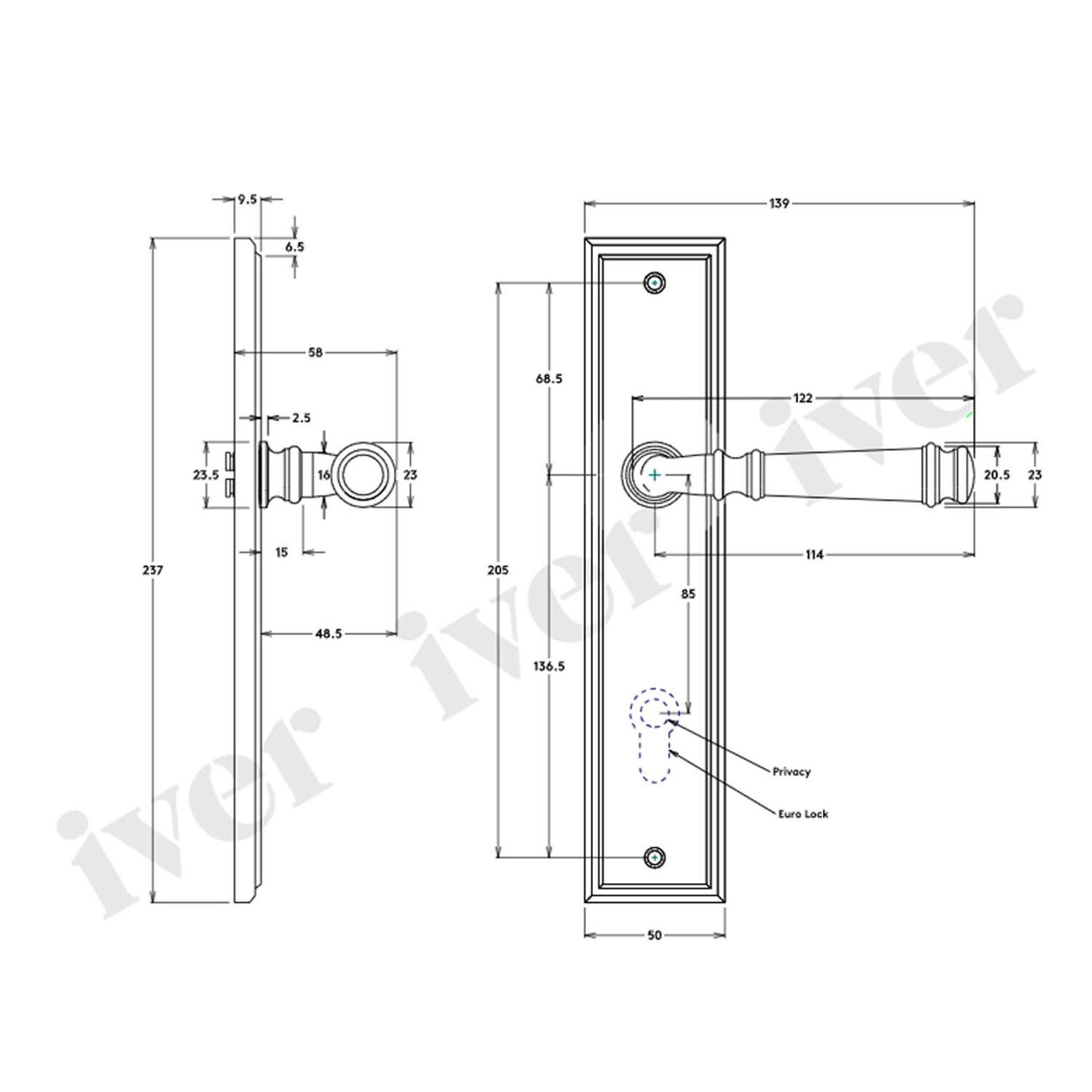 Iver Verona Door Lever on Stepped Backplate Privacy Brushed Chrome 12242P85 - Customise to your need gallery detail image