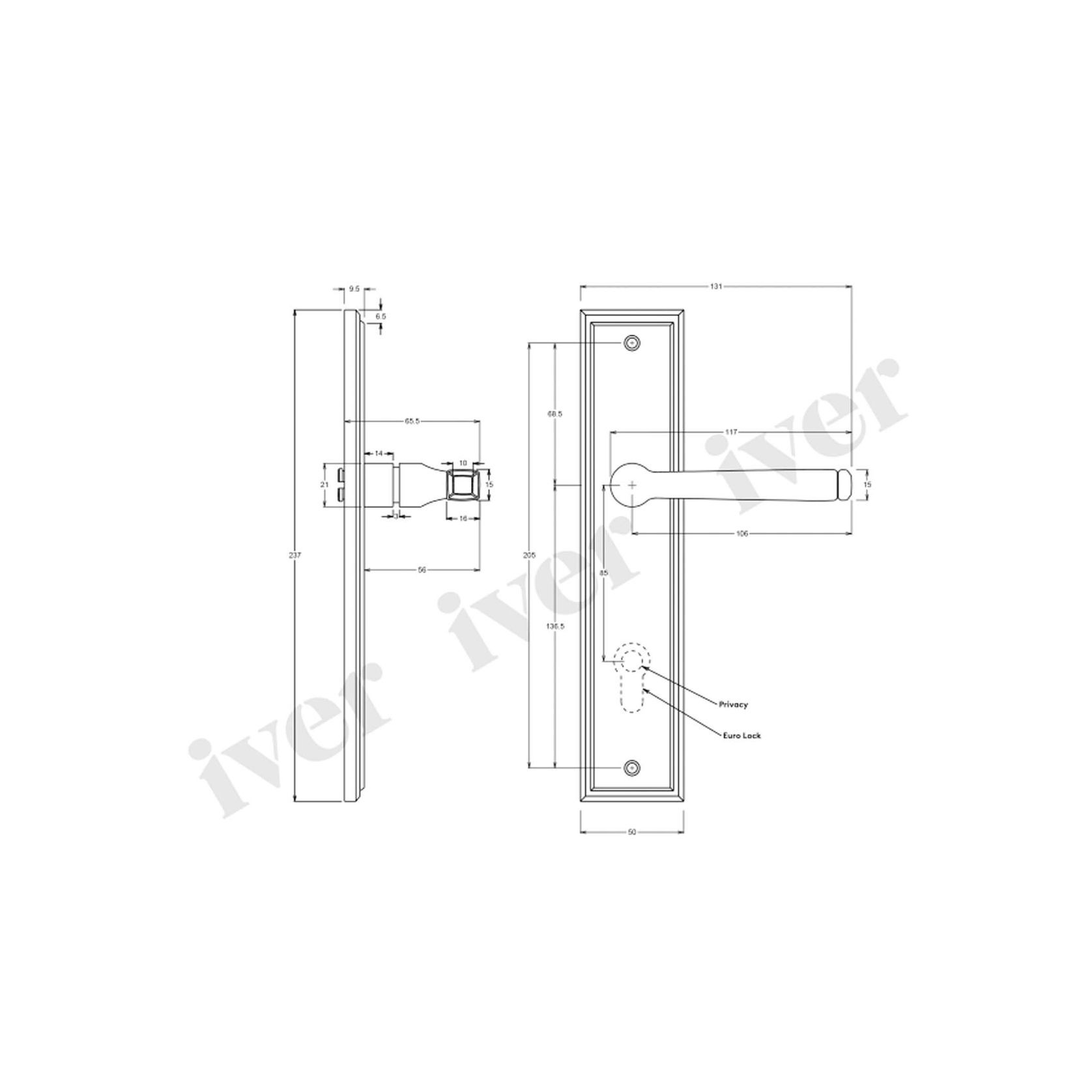 Iver Annecy Door Lever on Stepped Backplate Privacy Brushed Chrome 12244P85 - Customise to your need gallery detail image