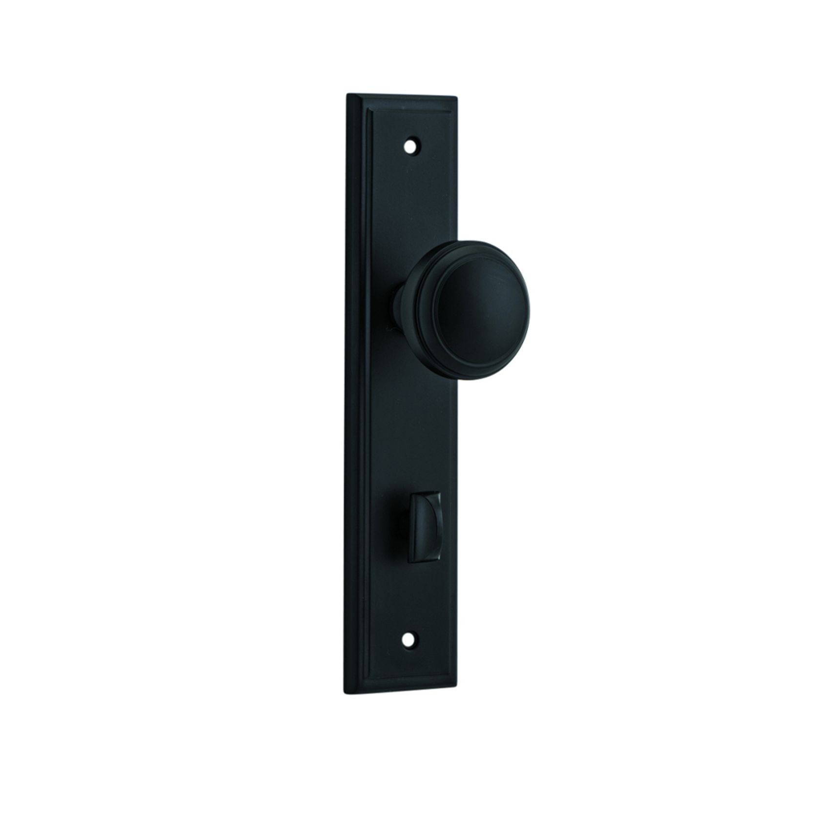 Iver Paddington Door Knob Stepped Backplate Privacy Matt Black 12838P85 - Customise to your needs gallery detail image