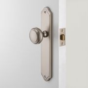 Iver Paddington Door Knob on Shouldered Backplate Privacy Satin Nickel 14826P85 gallery detail image