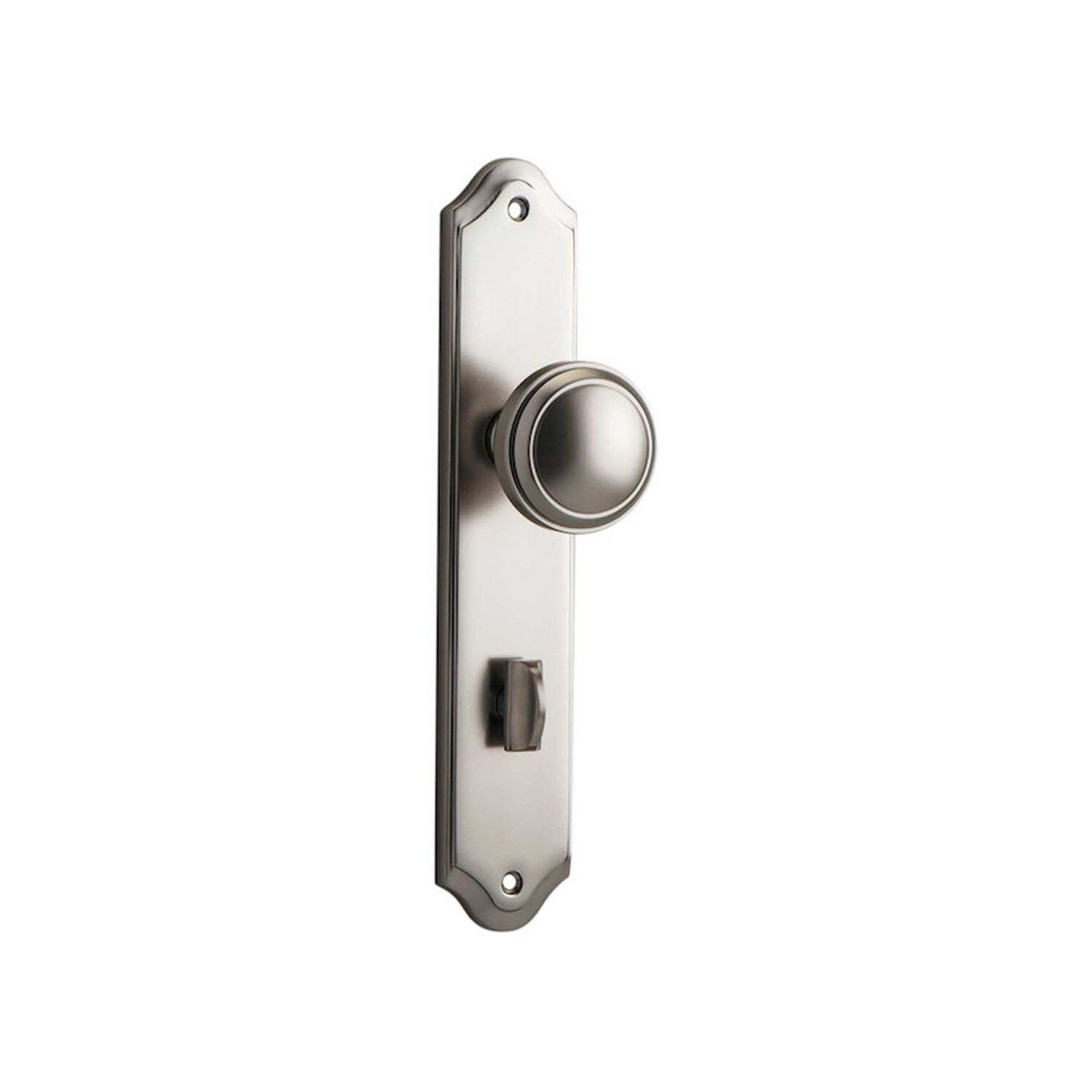 Iver Paddington Door Knob on Shouldered Backplate Privacy Satin Nickel 14826P85 gallery detail image
