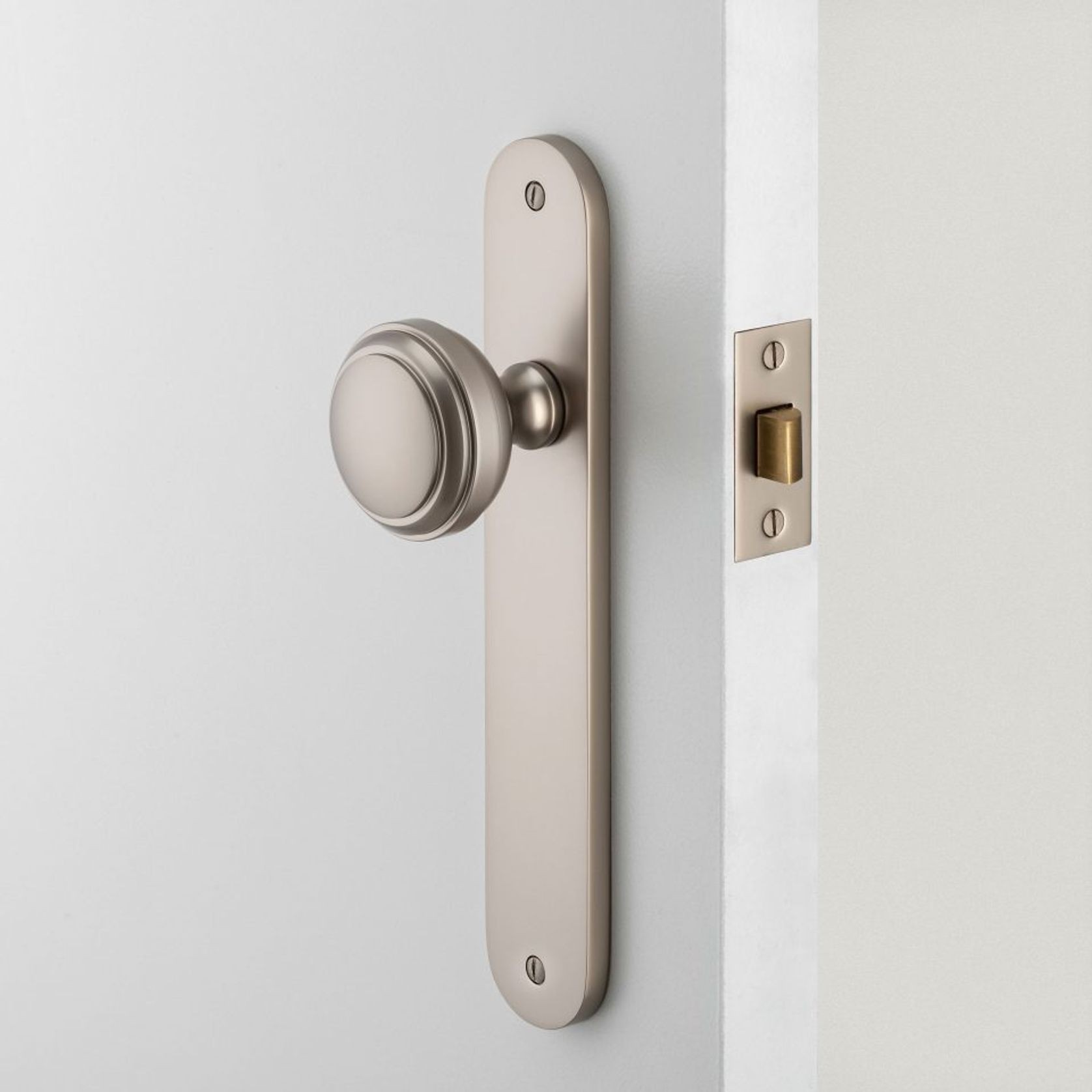 Iver Paddington Door Knob on Oval Backplate Privacy Satin Nickel 14832P85 - Customise to your needs gallery detail image