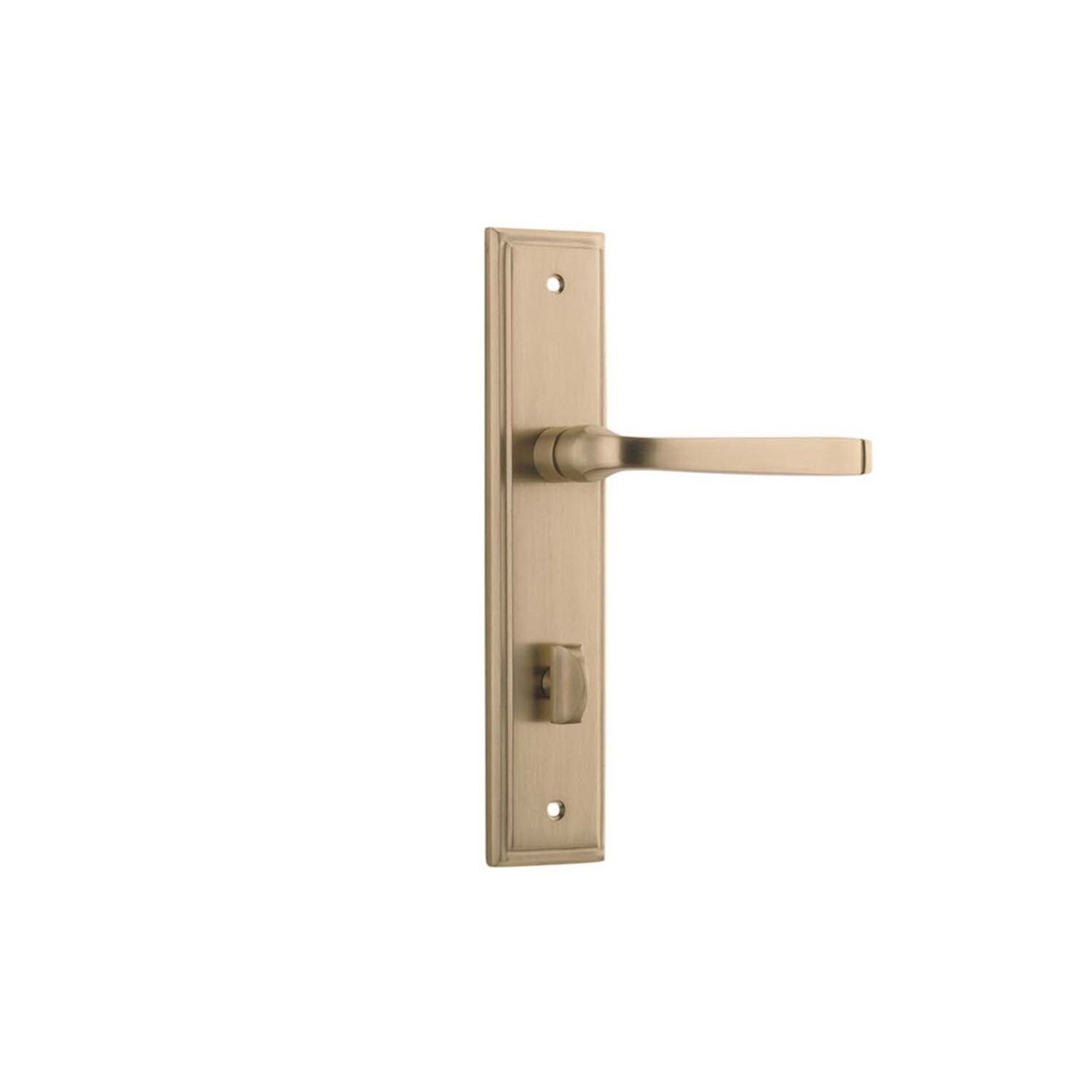 Iver Annecy Door Lever on Stepped Backplate Privacy Brushed Brass 15244P85 - Customise to your need gallery detail image