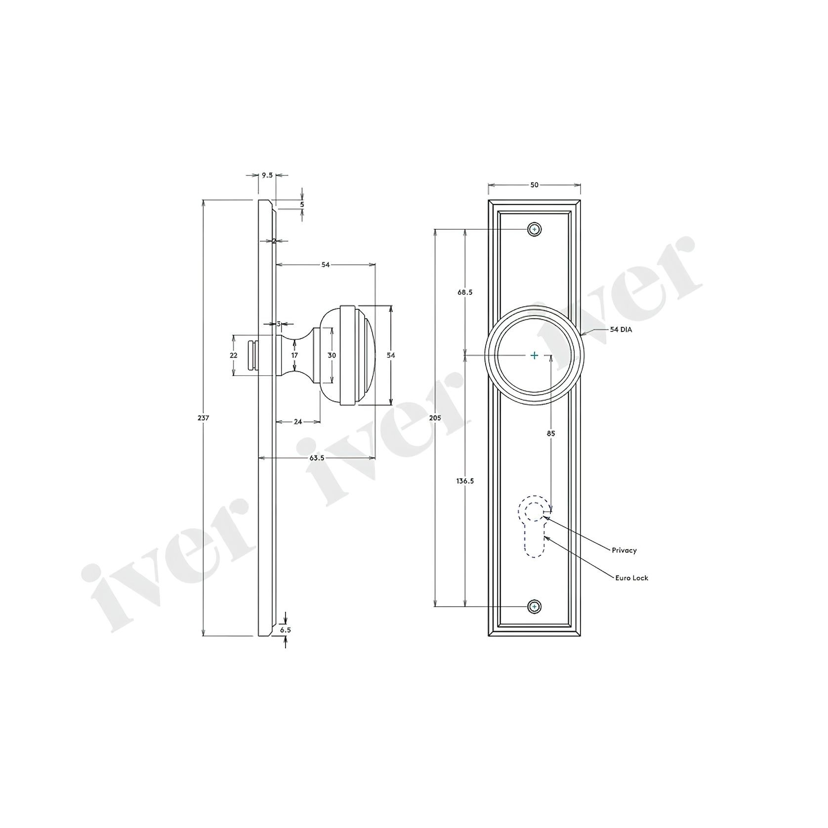 Iver Paddington Door Lever Handle gallery detail image