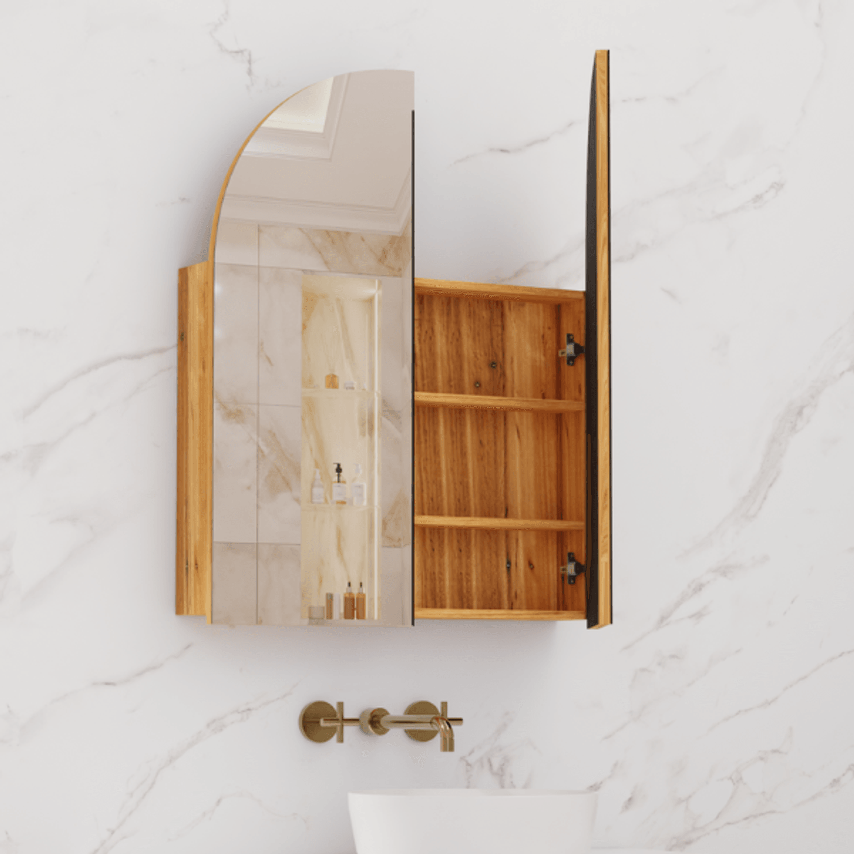 Fifth Avenue Arka Shaving Cabinet - Blackbutt gallery detail image