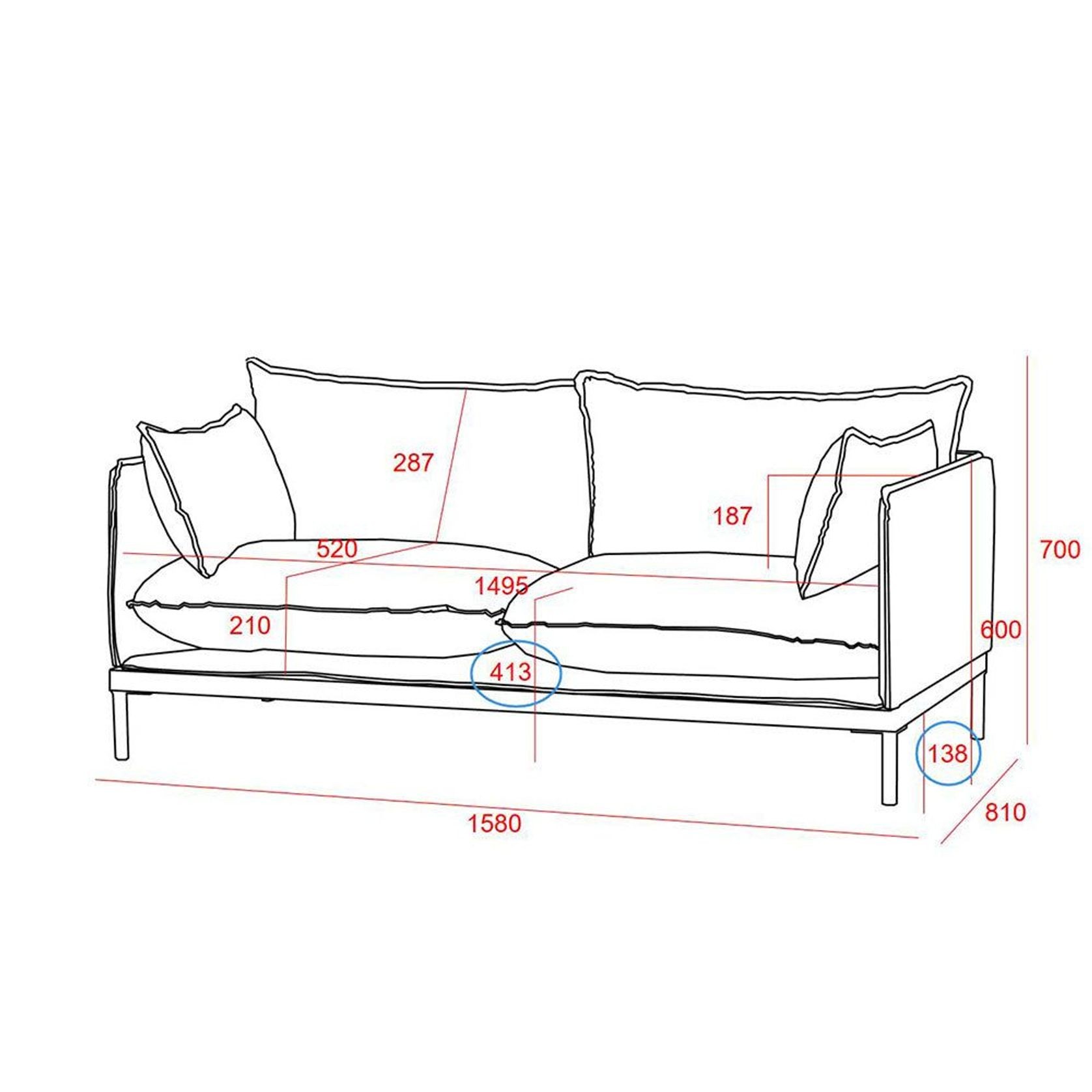 SINCLAIR 2 Seater Sofa in Grey gallery detail image