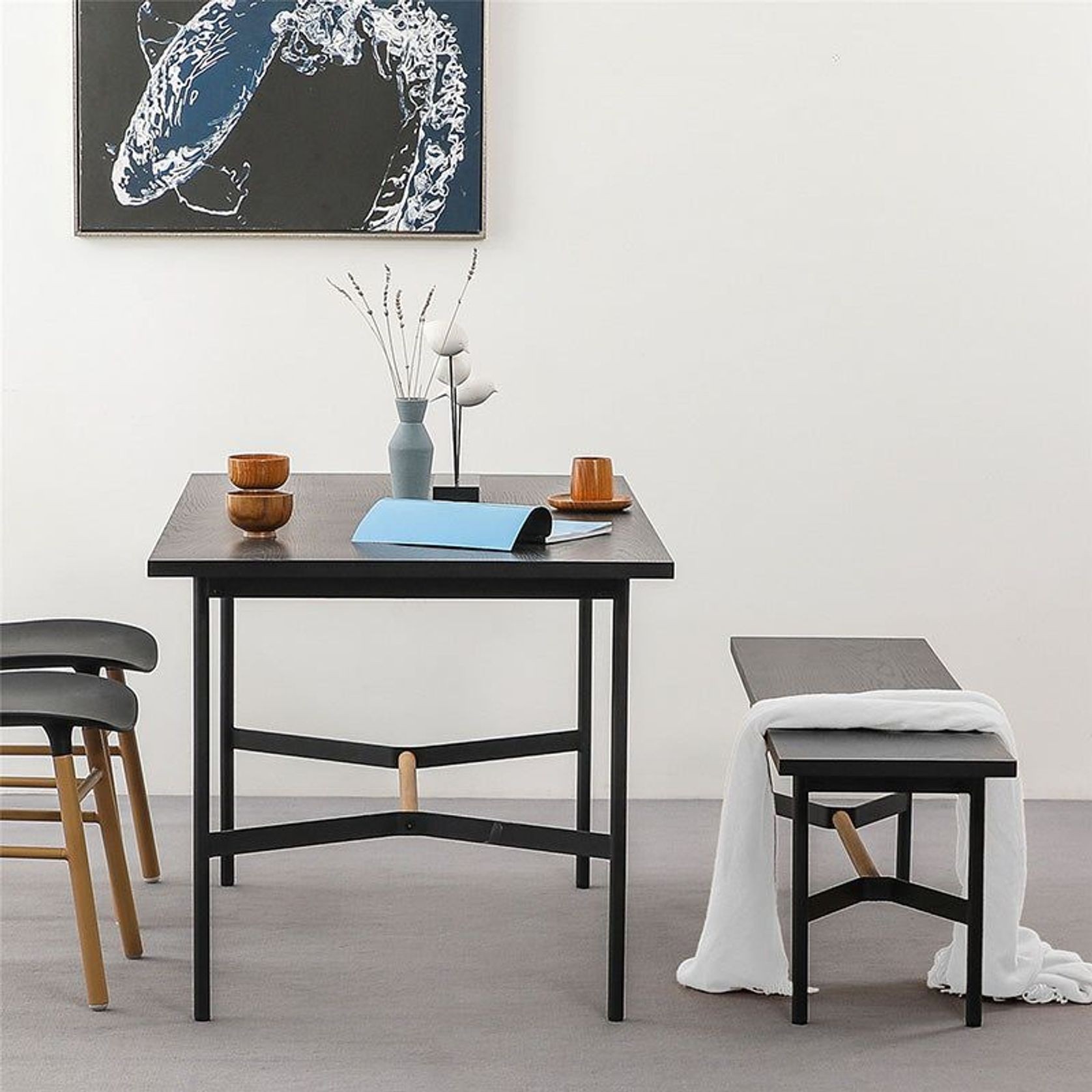 NELLIE Dining Table 150cm - Black & Natural gallery detail image