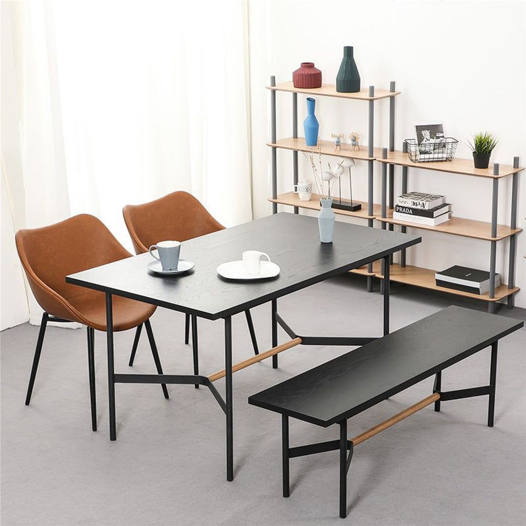 NELLIE Dining Table 150cm - Black & Natural gallery detail image