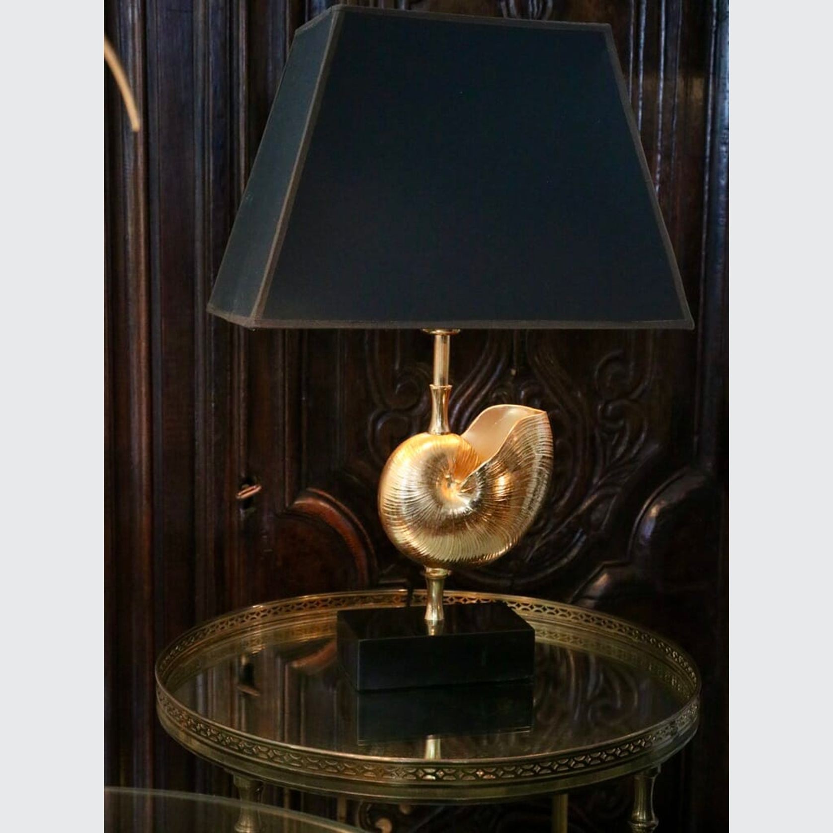 Vintage Brass Nautilus Shell Table Lamp C.1970 gallery detail image