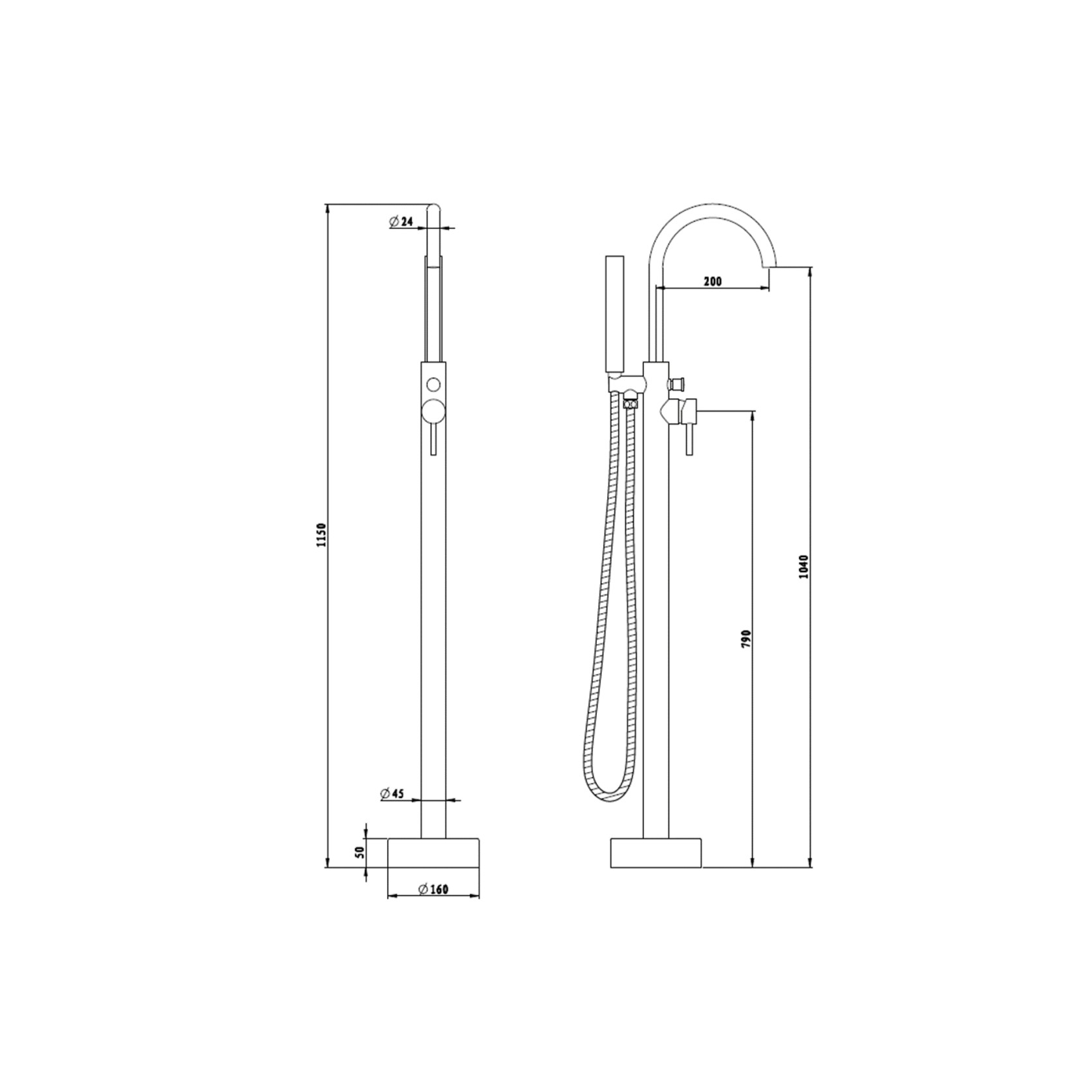 Mica Freestanding Bath Mixer with Hand Shower gallery detail image