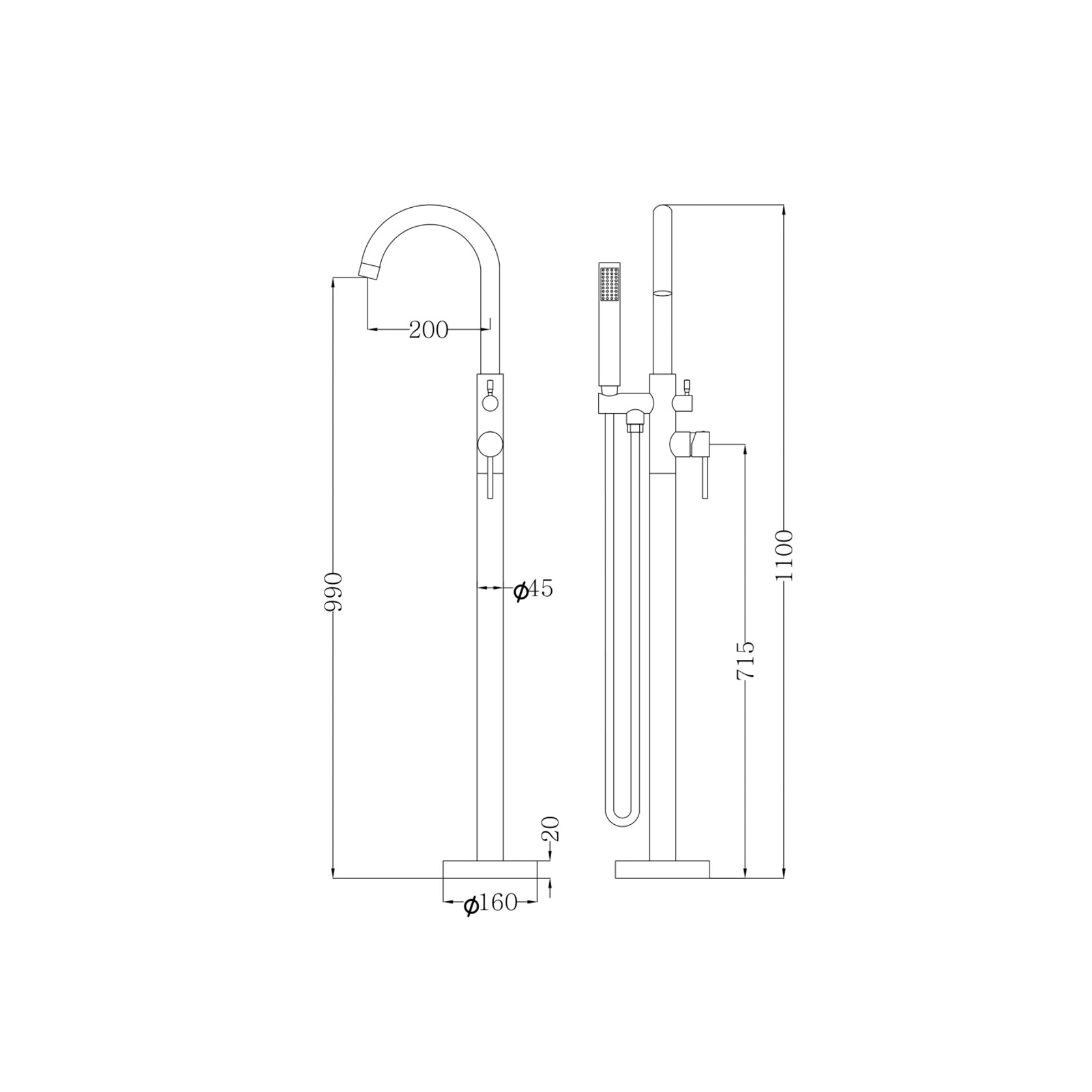 LVB Mica Freestanding Bath Mixer with Hand Shower gallery detail image