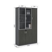 MATEES 3 Doors Display Cabinet 120CM - Grey/ Brown gallery detail image