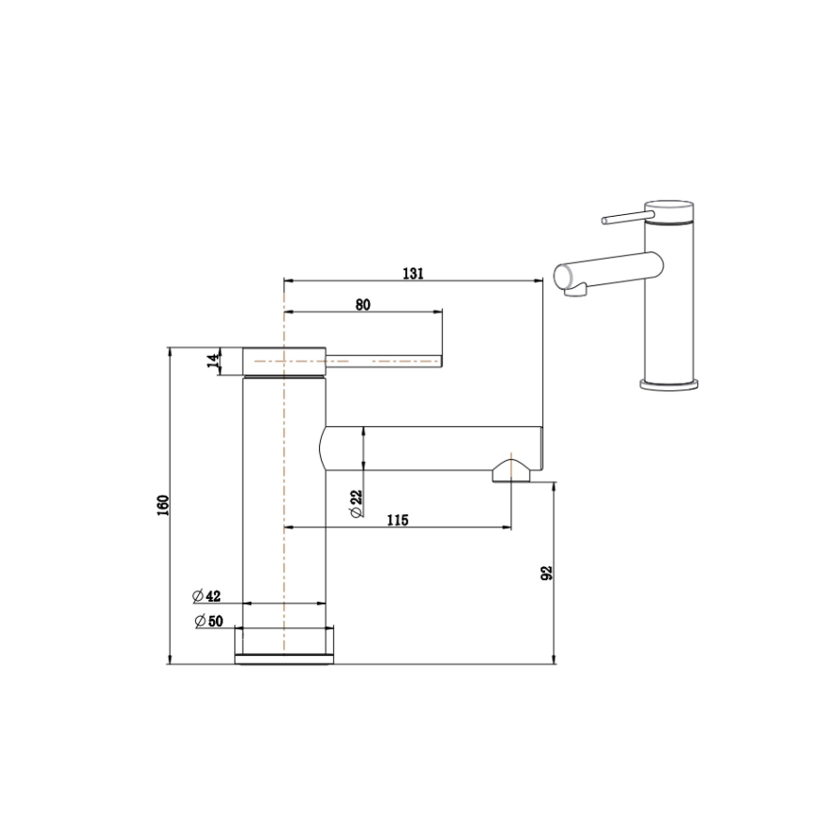 Mica Basin Mixer Straight gallery detail image
