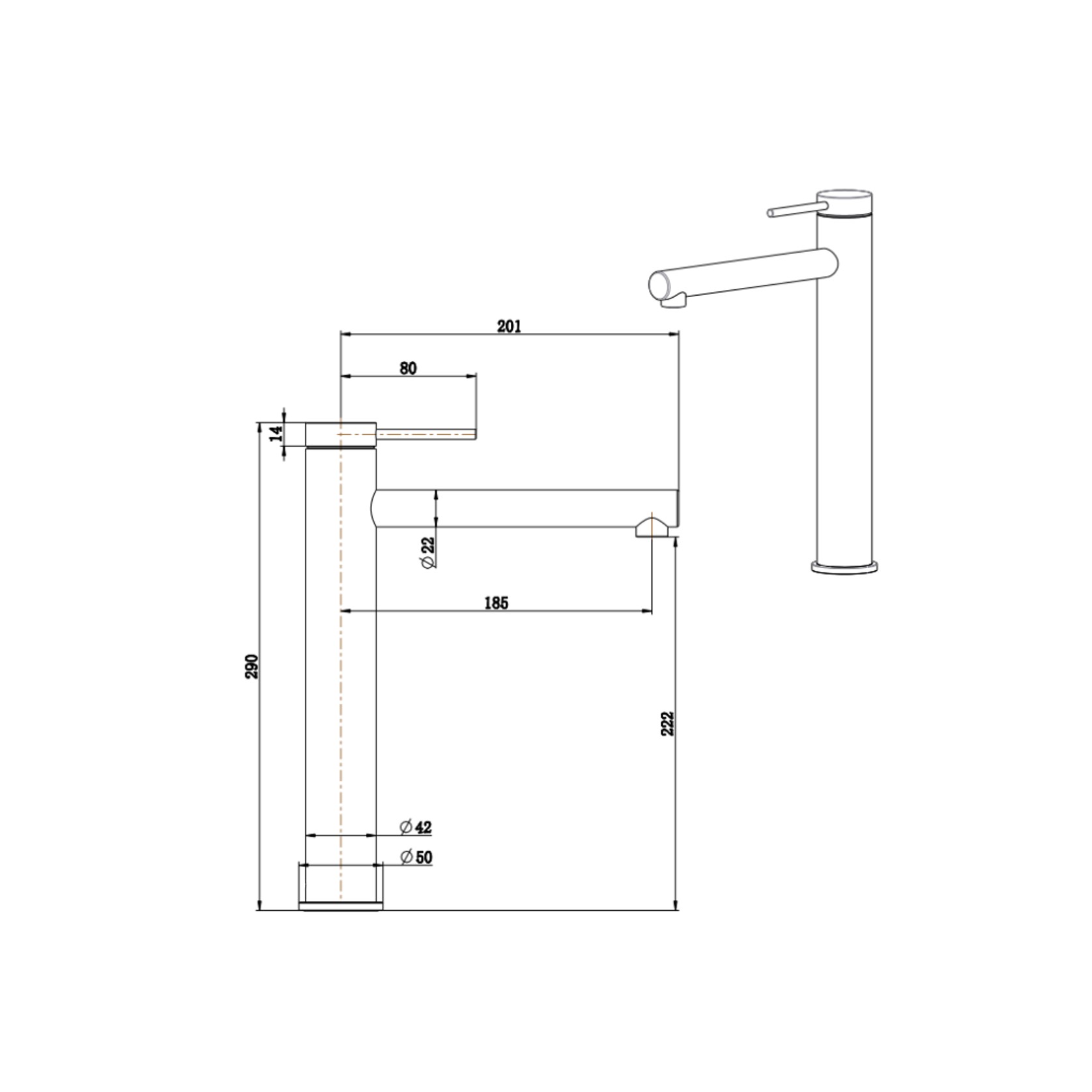Mica Tall Basin Mixer Straight gallery detail image