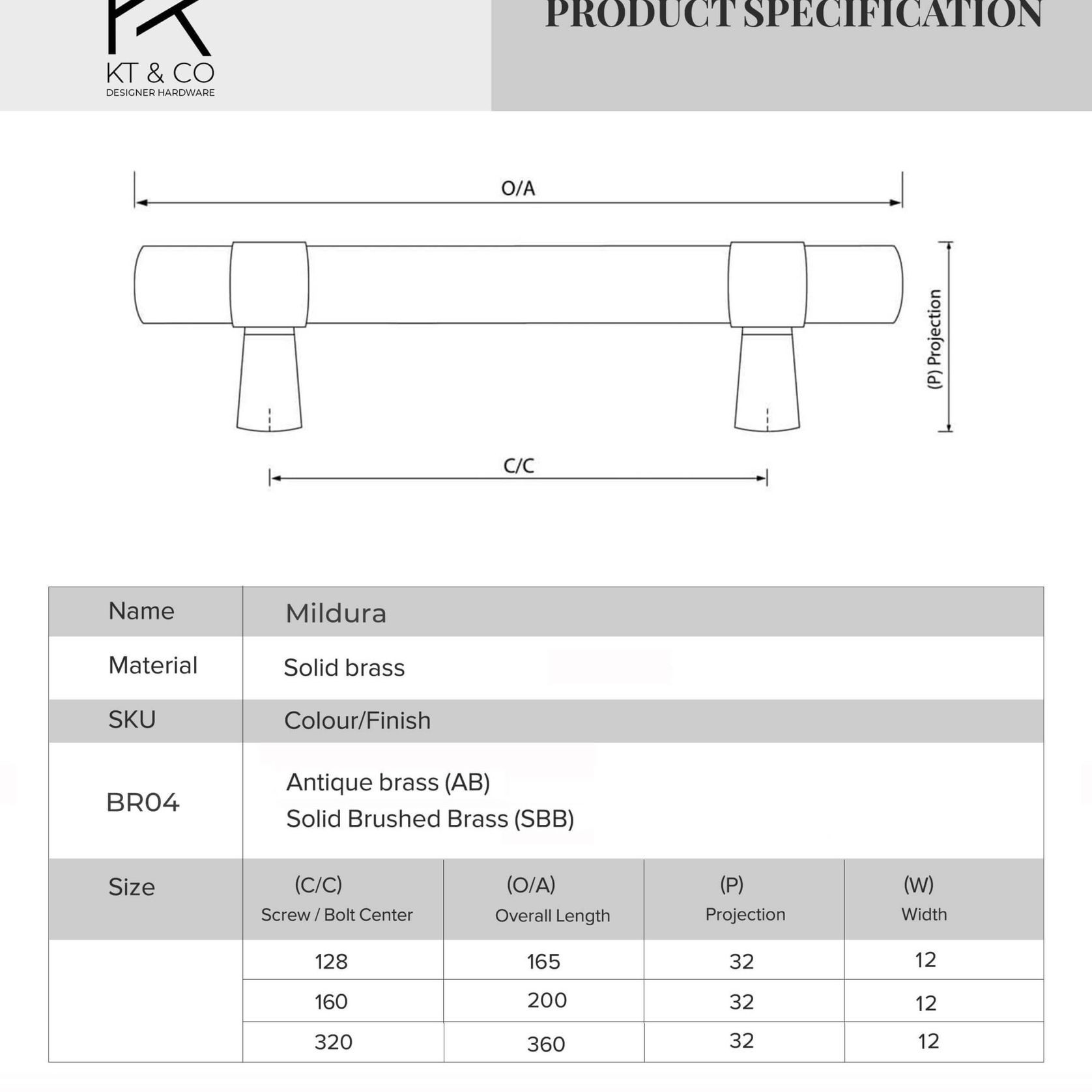KT&CO Kitchen drawer handles Brushed brass/ Aged brass Mildura gallery detail image