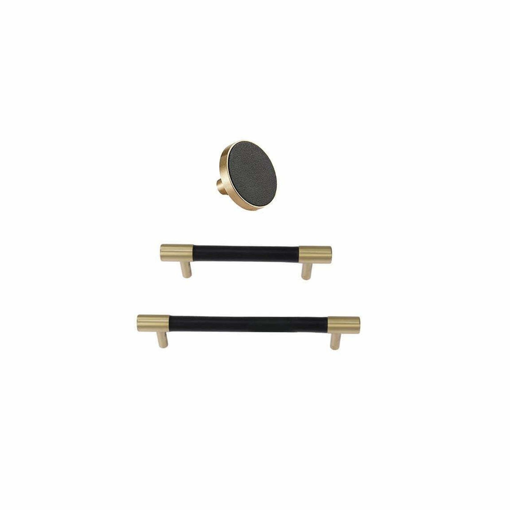 Leather Drawer handles solid brass gallery detail image