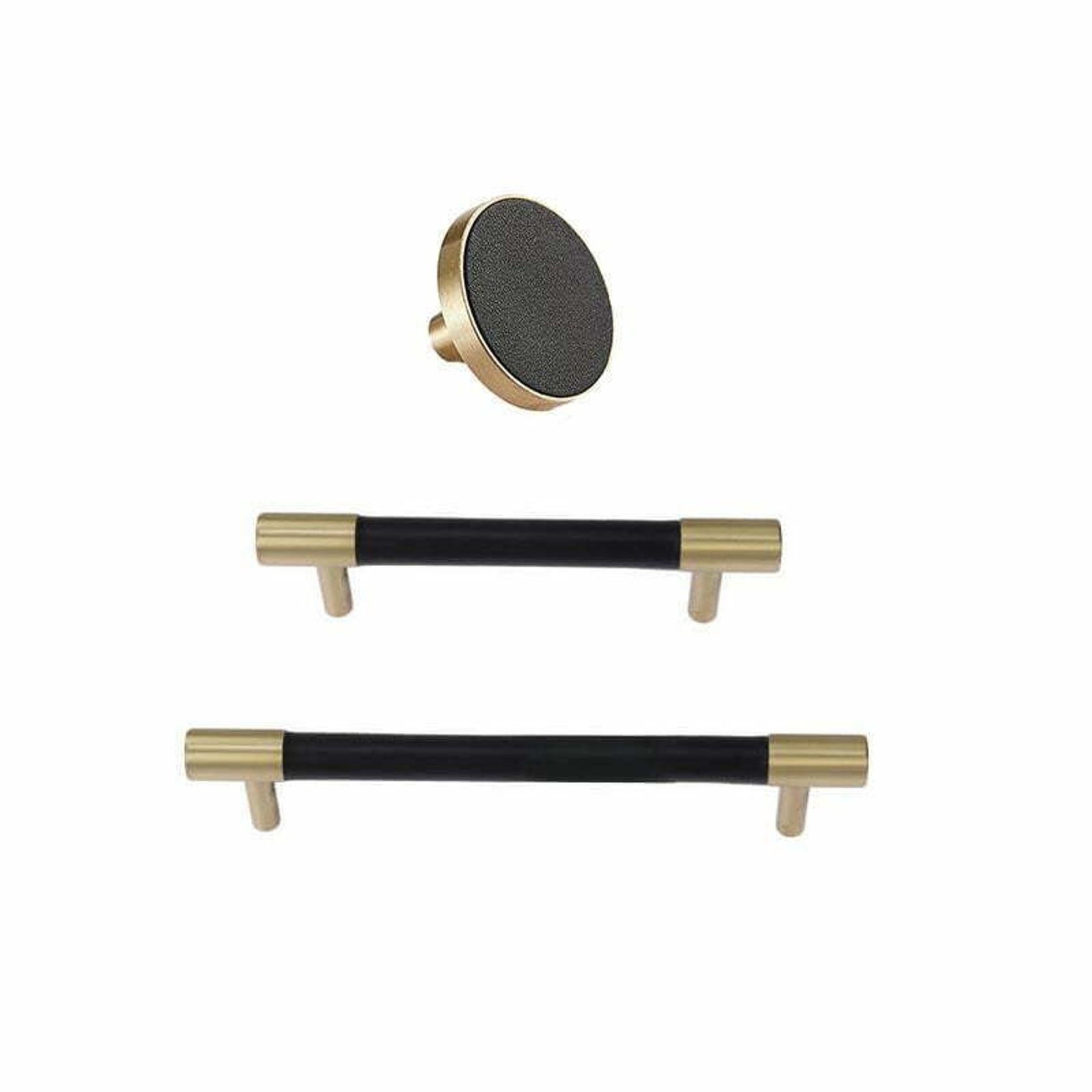 Leather Drawer handles solid brass gallery detail image