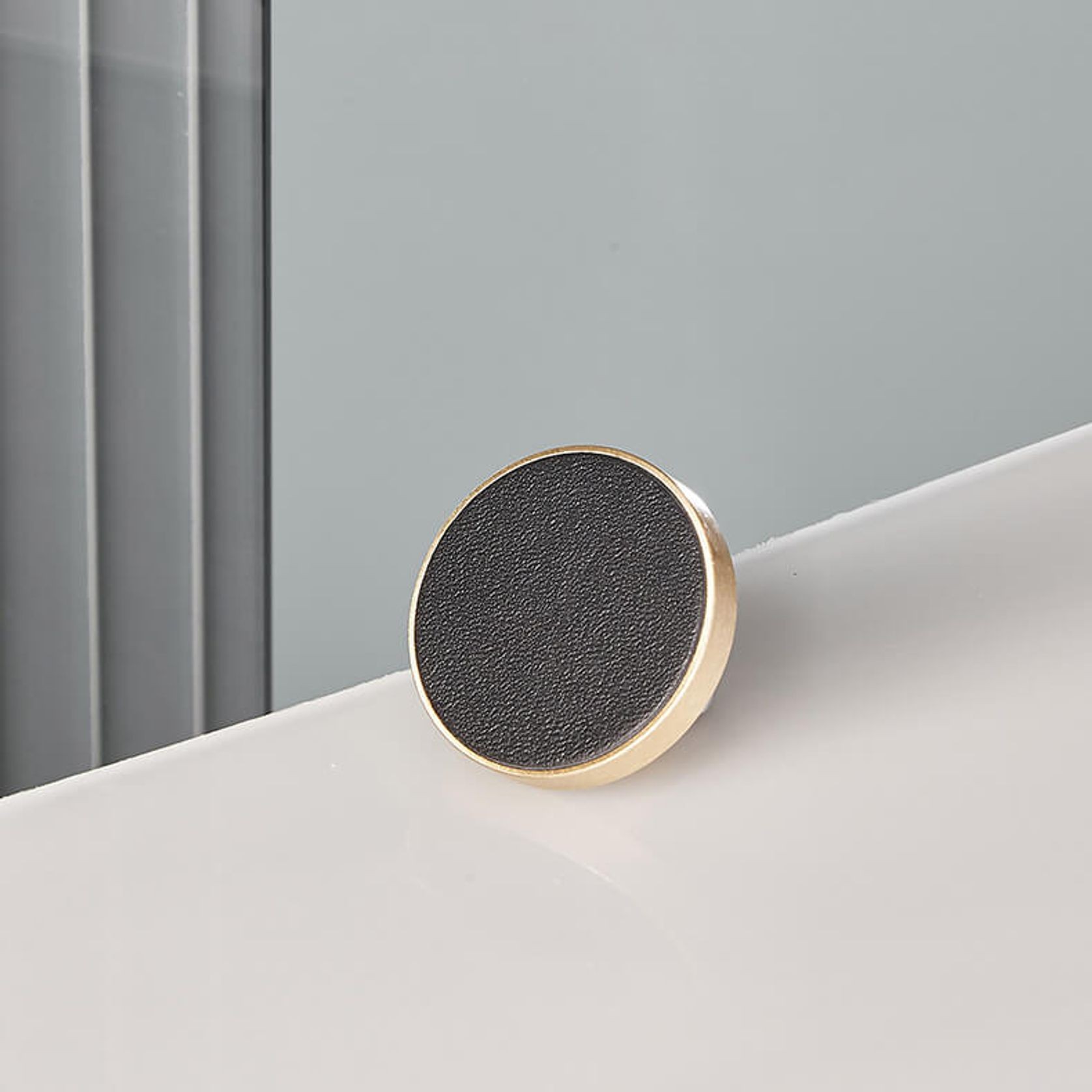 Leather Drawer handles solid brass gallery detail image