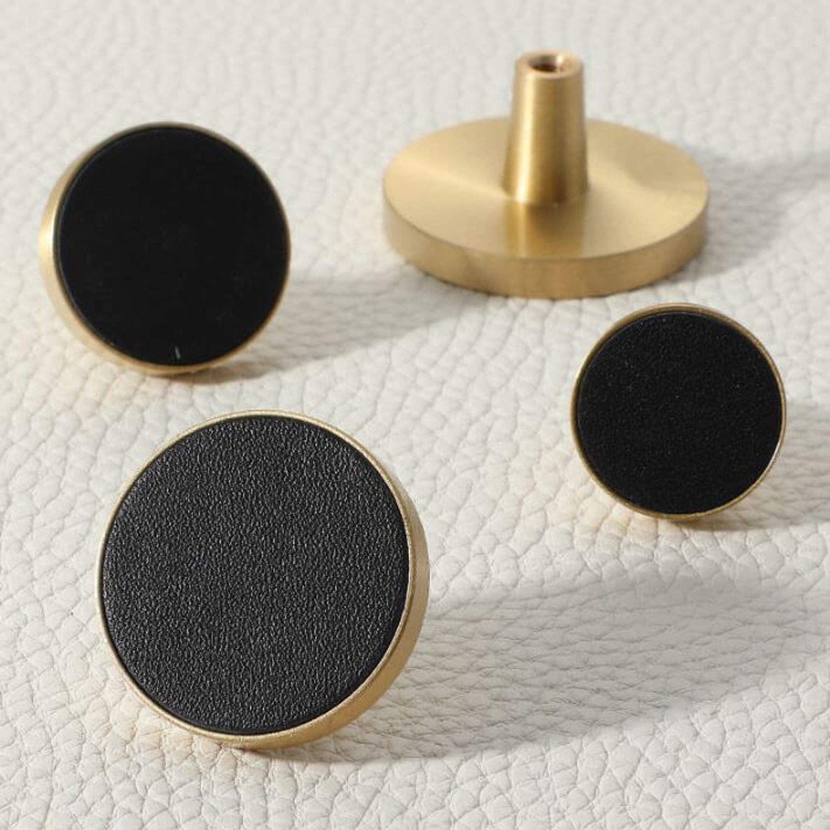 Leather Drawer handles solid brass gallery detail image