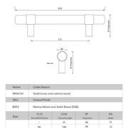 kitchen drawer handles walnut wood solid brass Cable Beach gallery detail image