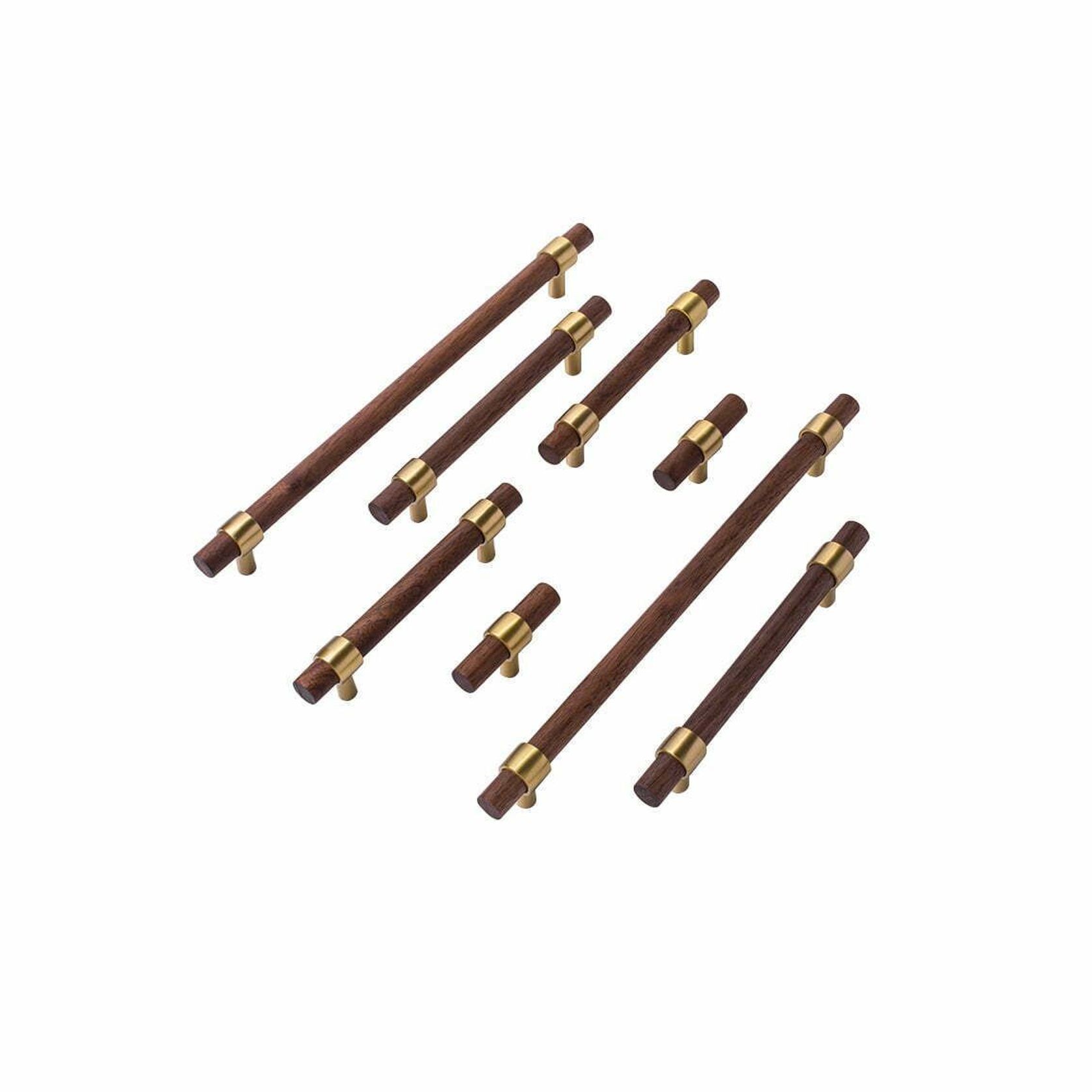 kitchen drawer handles walnut wood solid brass Cable Beach gallery detail image