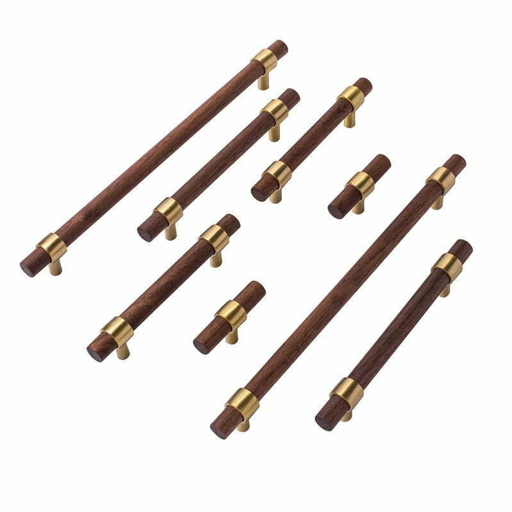 kitchen drawer handles walnut wood solid brass Cable Beach gallery detail image