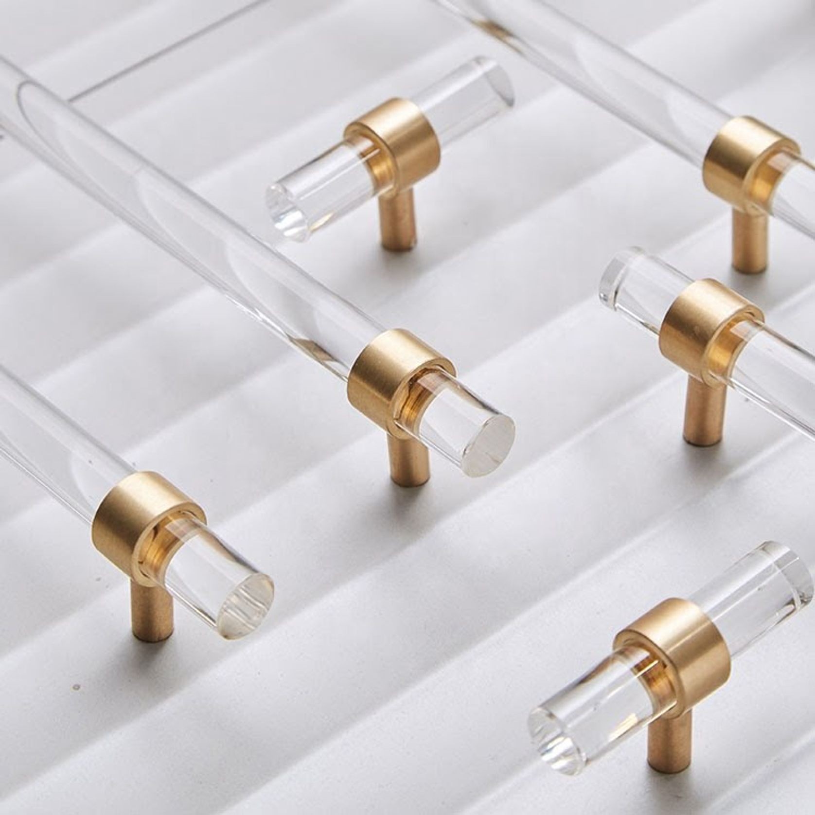 Acrylic Drawer pull Handles Paris brushed brass gallery detail image