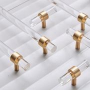 Acrylic Drawer pull Handles Paris brushed brass gallery detail image