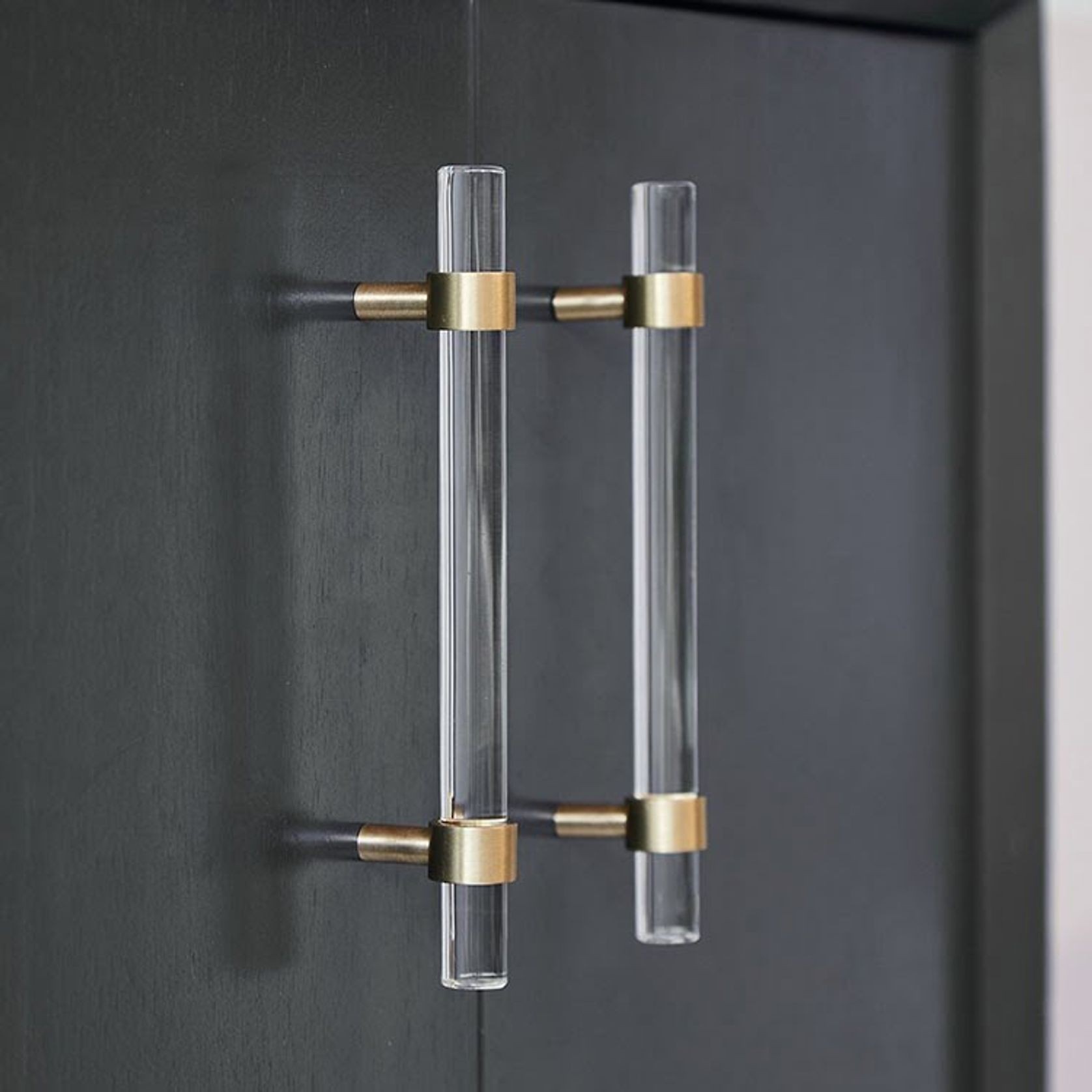 Acrylic Drawer pull Handles Paris brushed brass gallery detail image