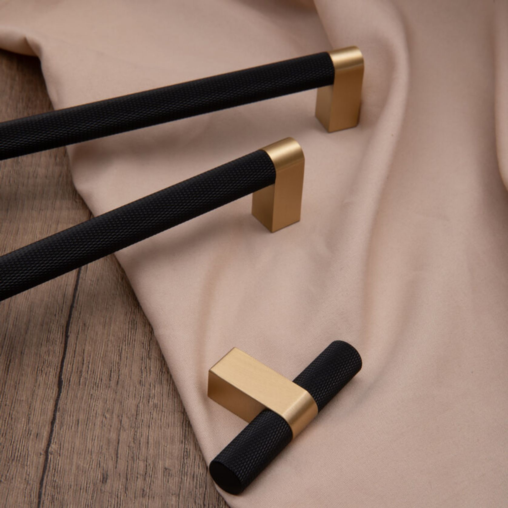 KT&CO Kitchen drawer handles matte black Brass Vaucluse gallery detail image