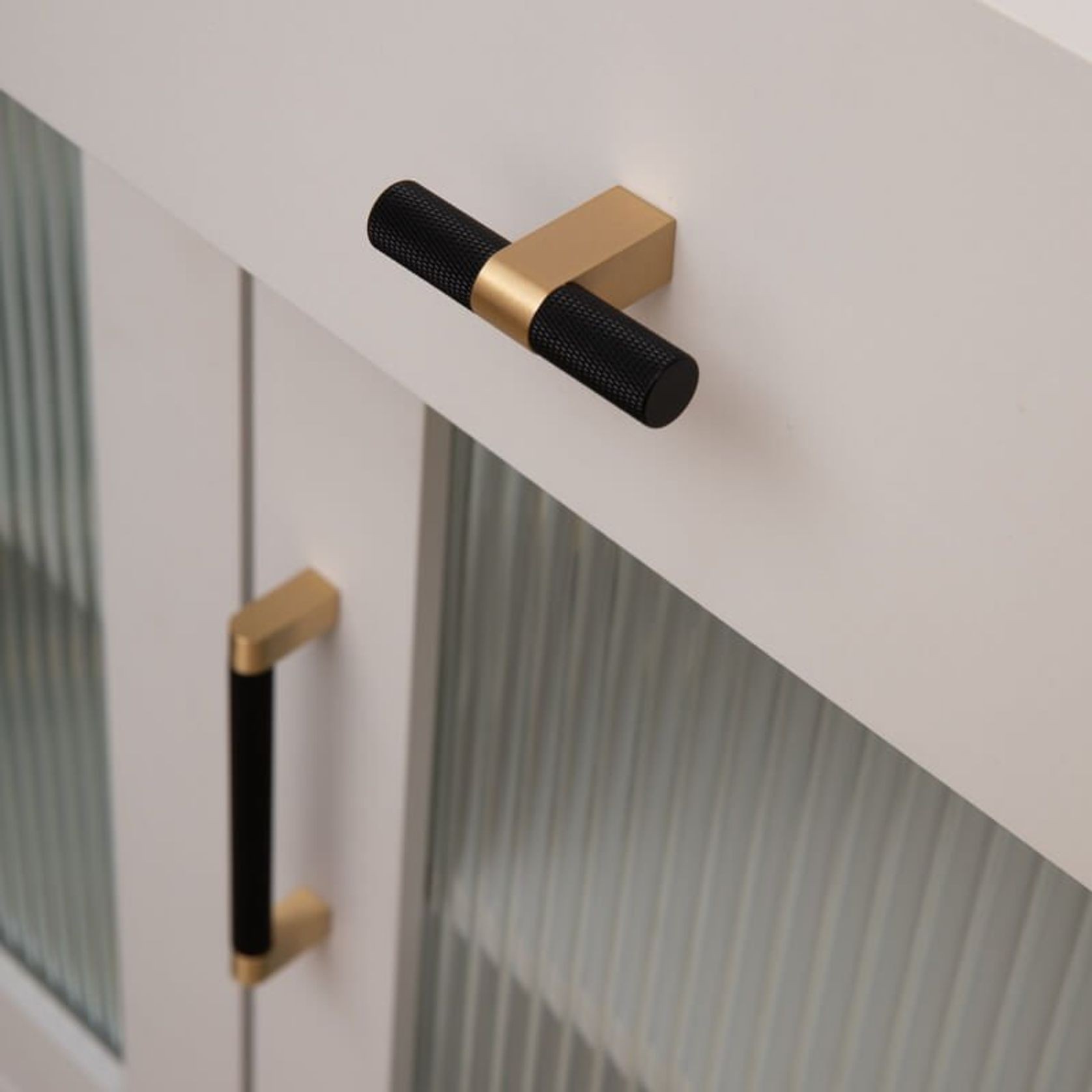KT&CO Kitchen drawer handles matte black Brass Vaucluse gallery detail image