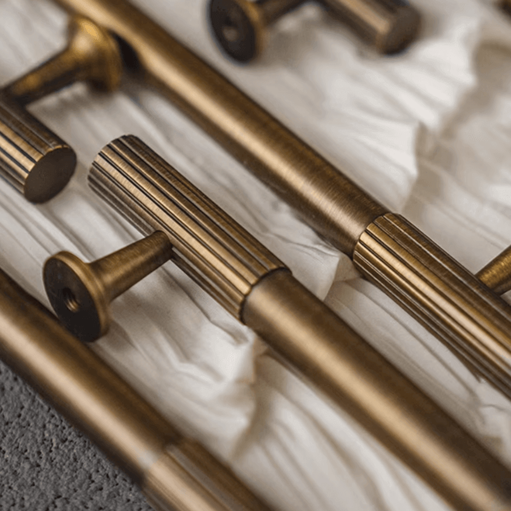 KT&CO Kitchen cabinet handles antique aged brass Rose Bay gallery detail image