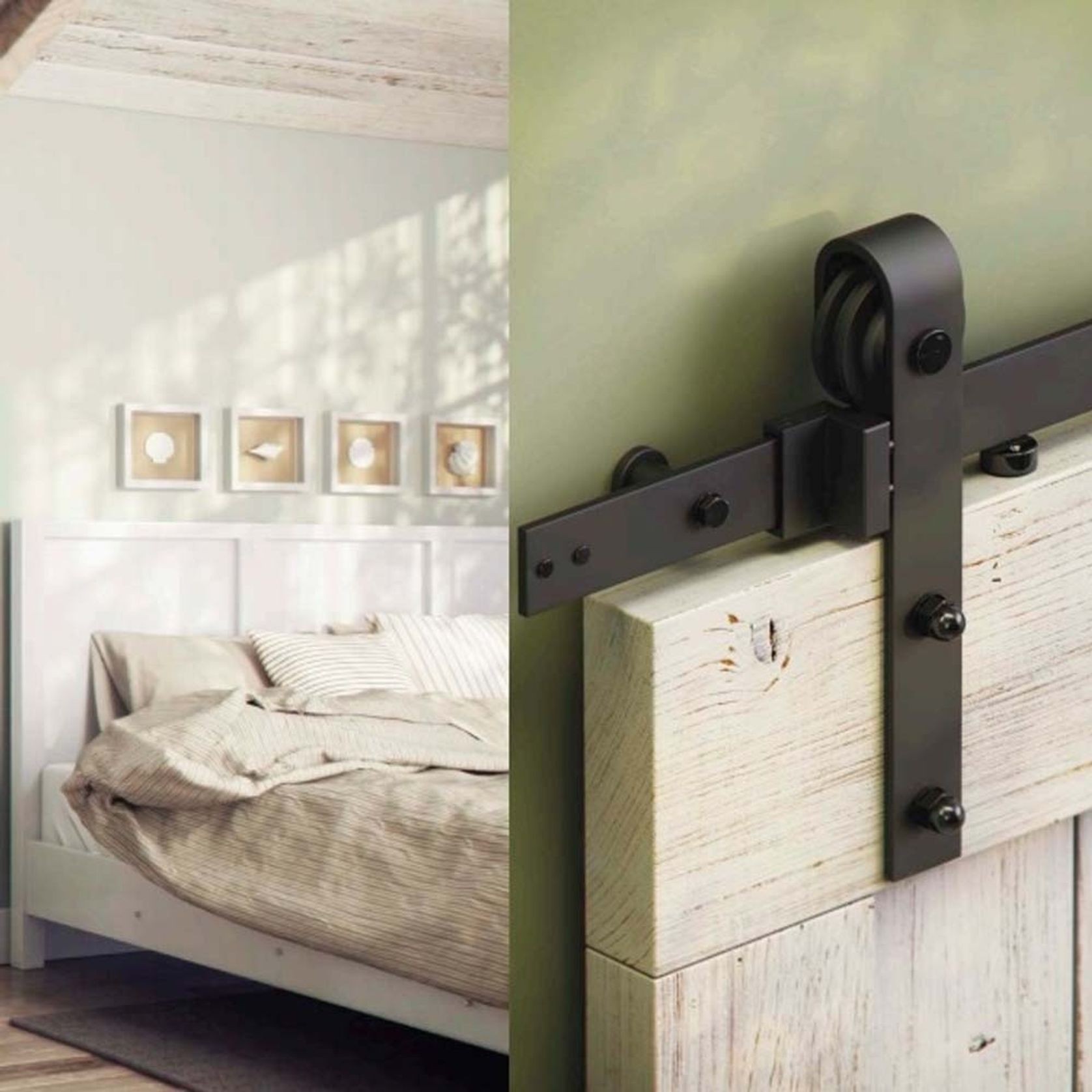 Brio Open Bar Rail Timber 80 2000mm Mild Steel Powder Coat Black For Top Hung Straight Sliding Panels OBF80-20PB gallery detail image