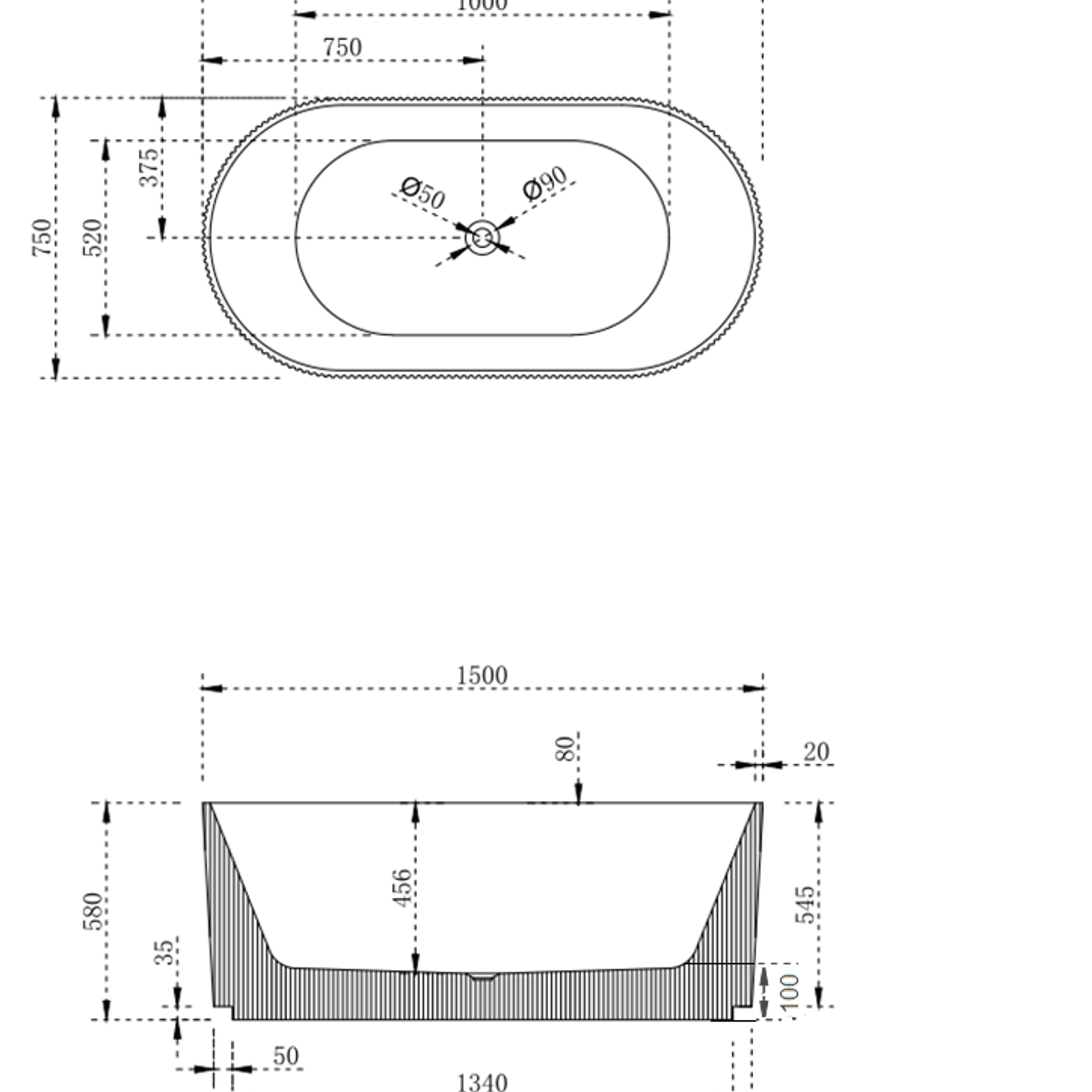 V-Groove Round Bath Matte White gallery detail image