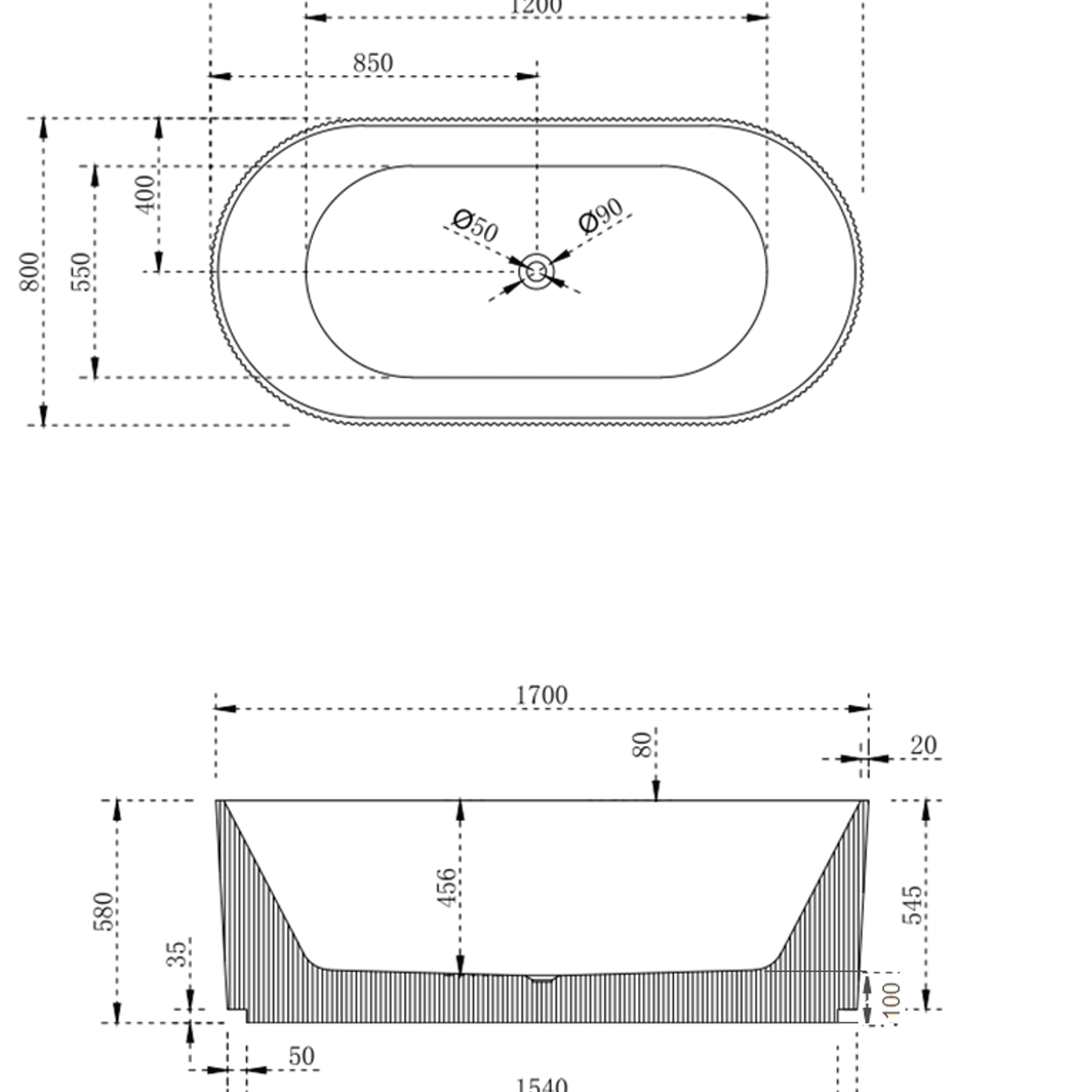 V-Groove Round Bath Matte White gallery detail image