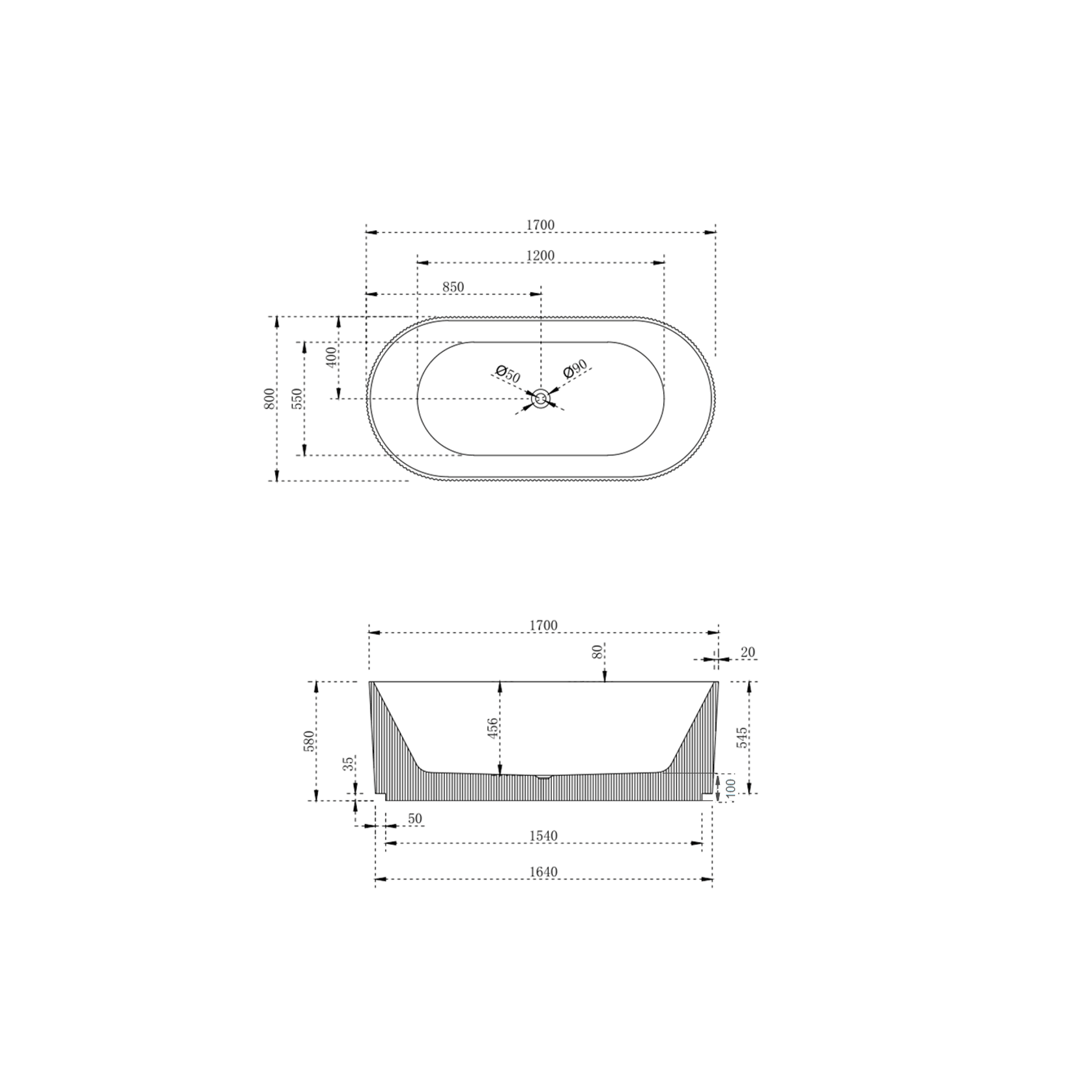 V-Groove Round Bath Matte White gallery detail image