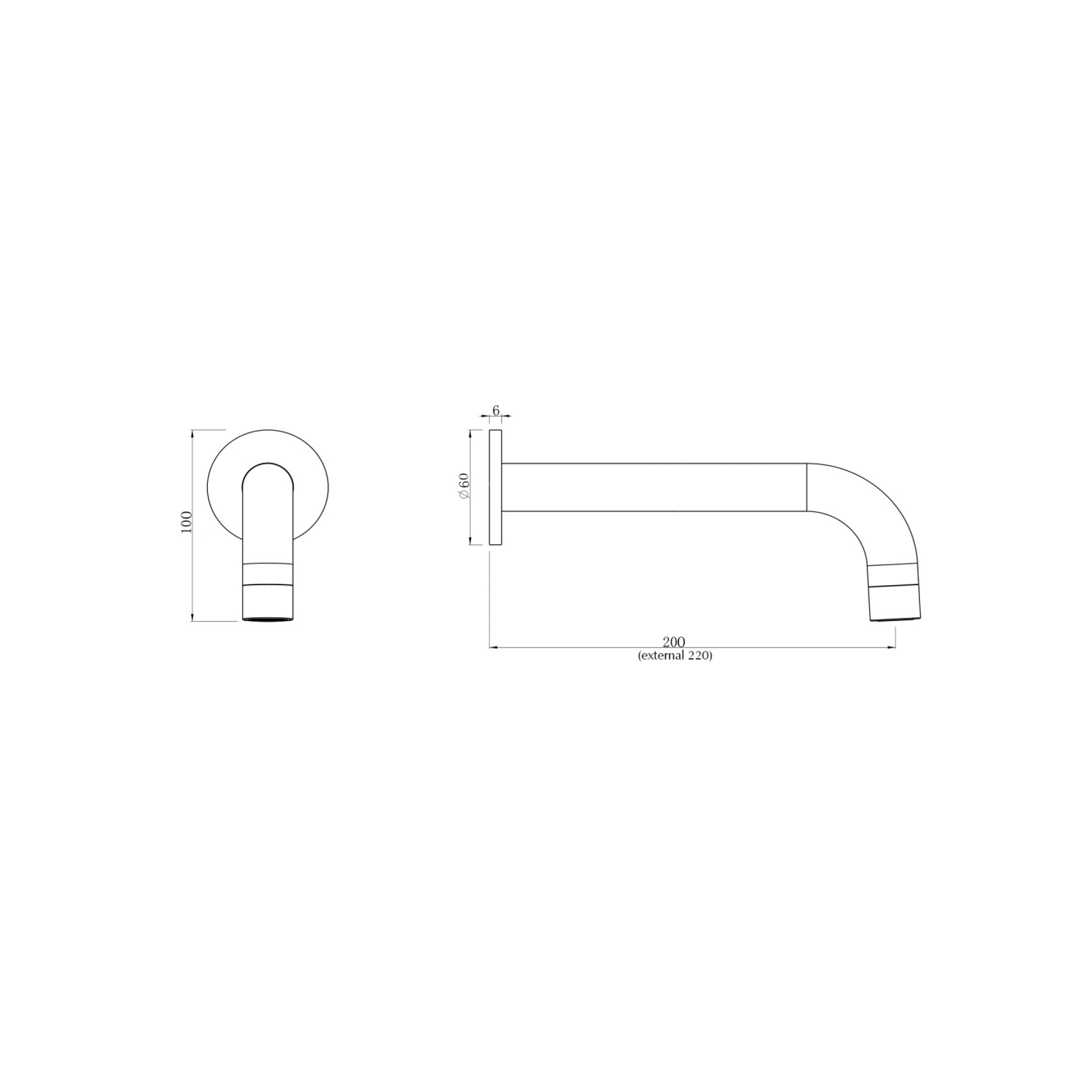 LVB Mica Bath/Basin Spout | 220mm | Curved Spout gallery detail image