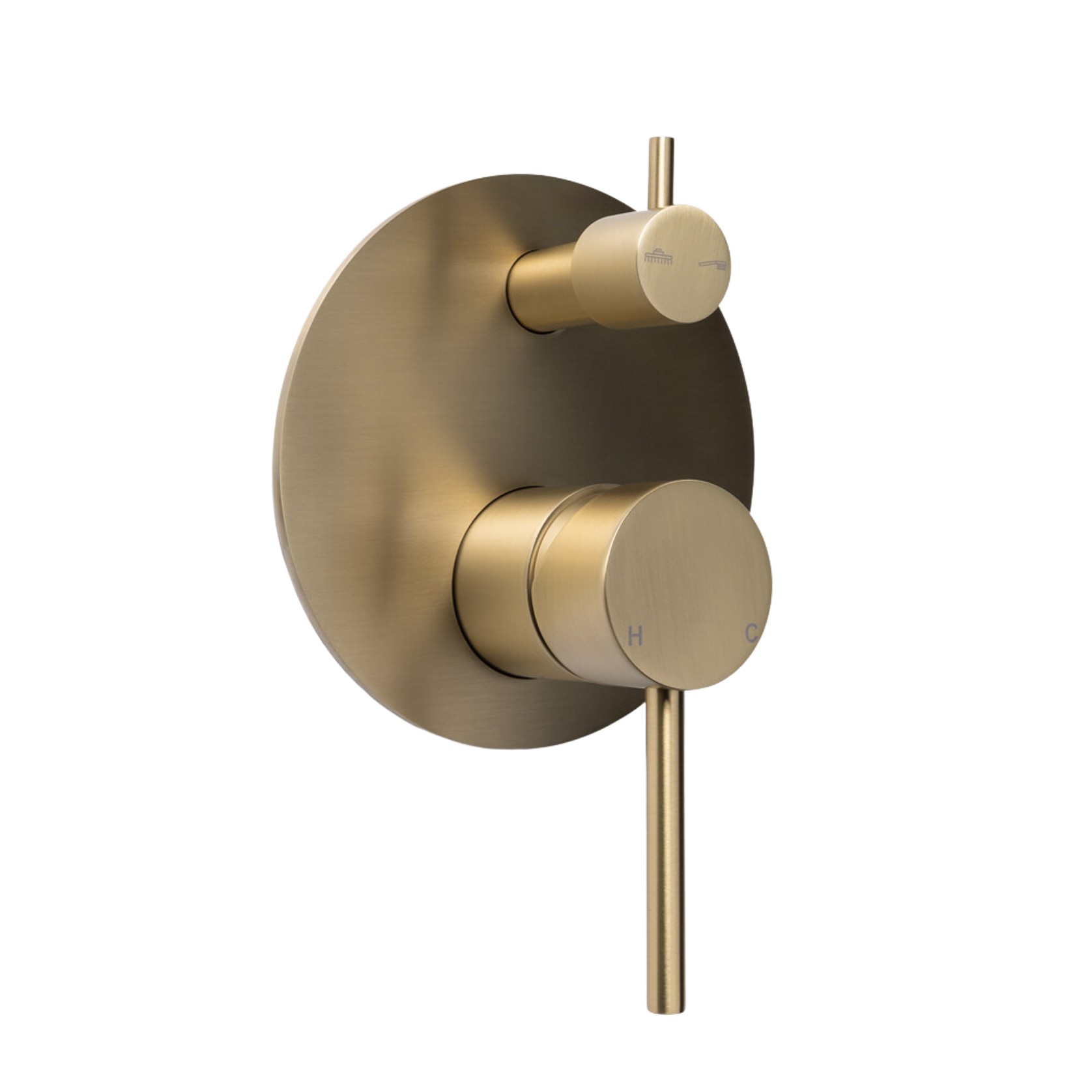 Mira Brushed Brass Gold Wall Mixer Divertor Plate gallery detail image